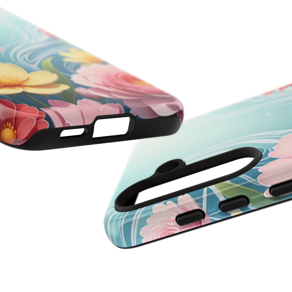 Floral Lotus Tough Phone Case — Watercolor Garden Protective Cover