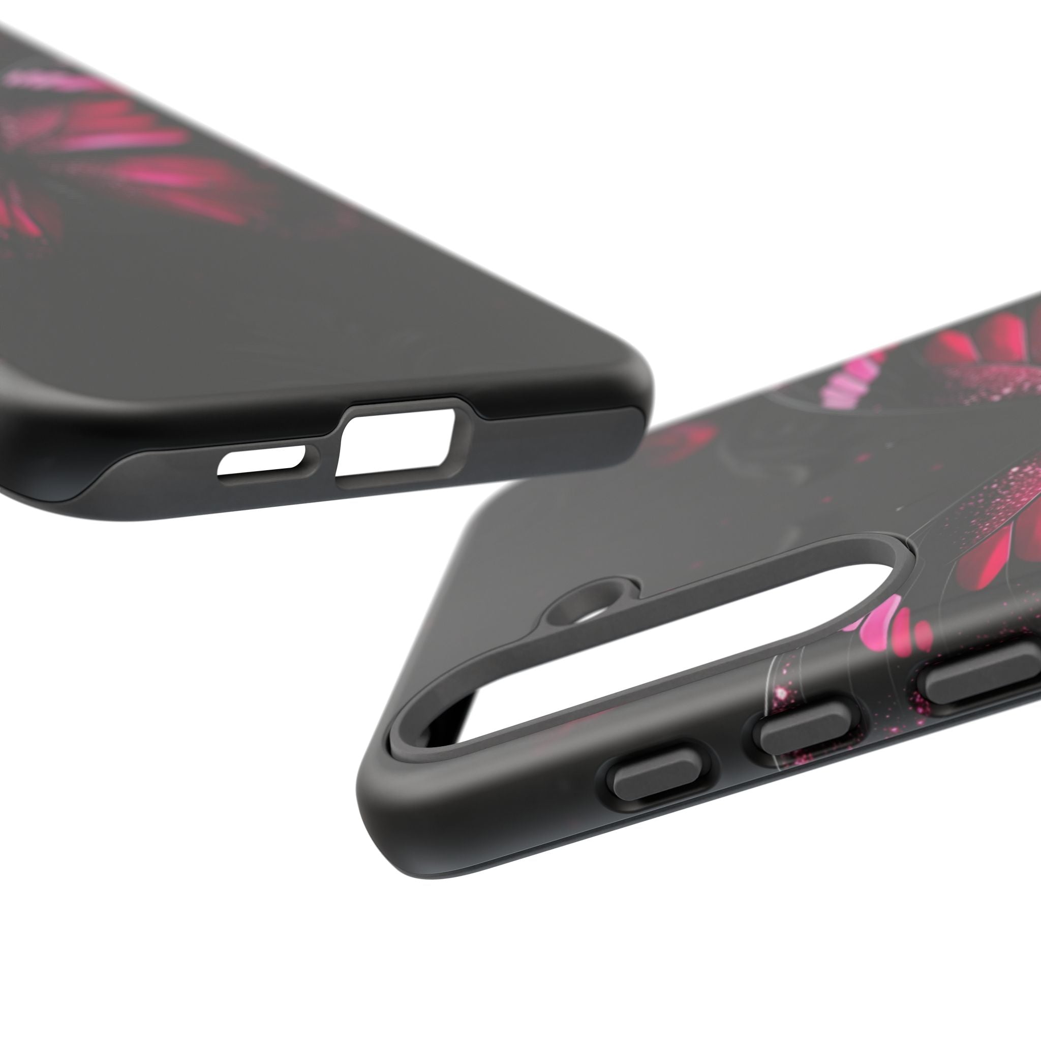 Pink Butterfly Tough Phone Case - Shockproof Protective iPhone Cover