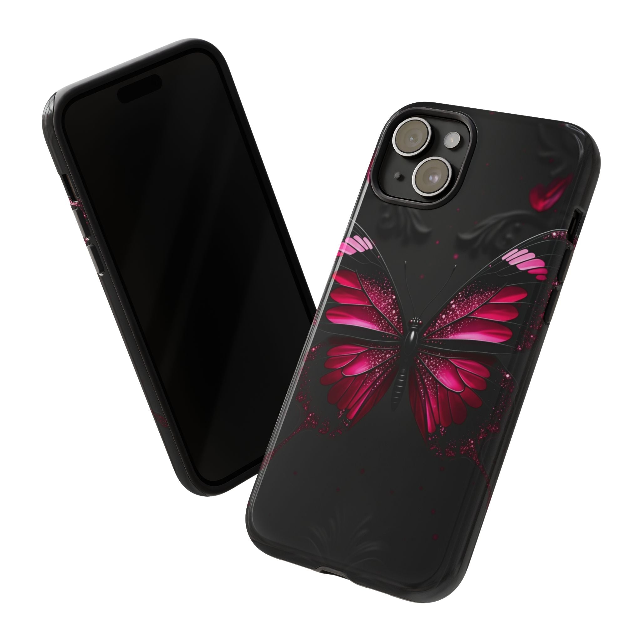 Pink Butterfly Tough Phone Case - Shockproof Protective iPhone Cover