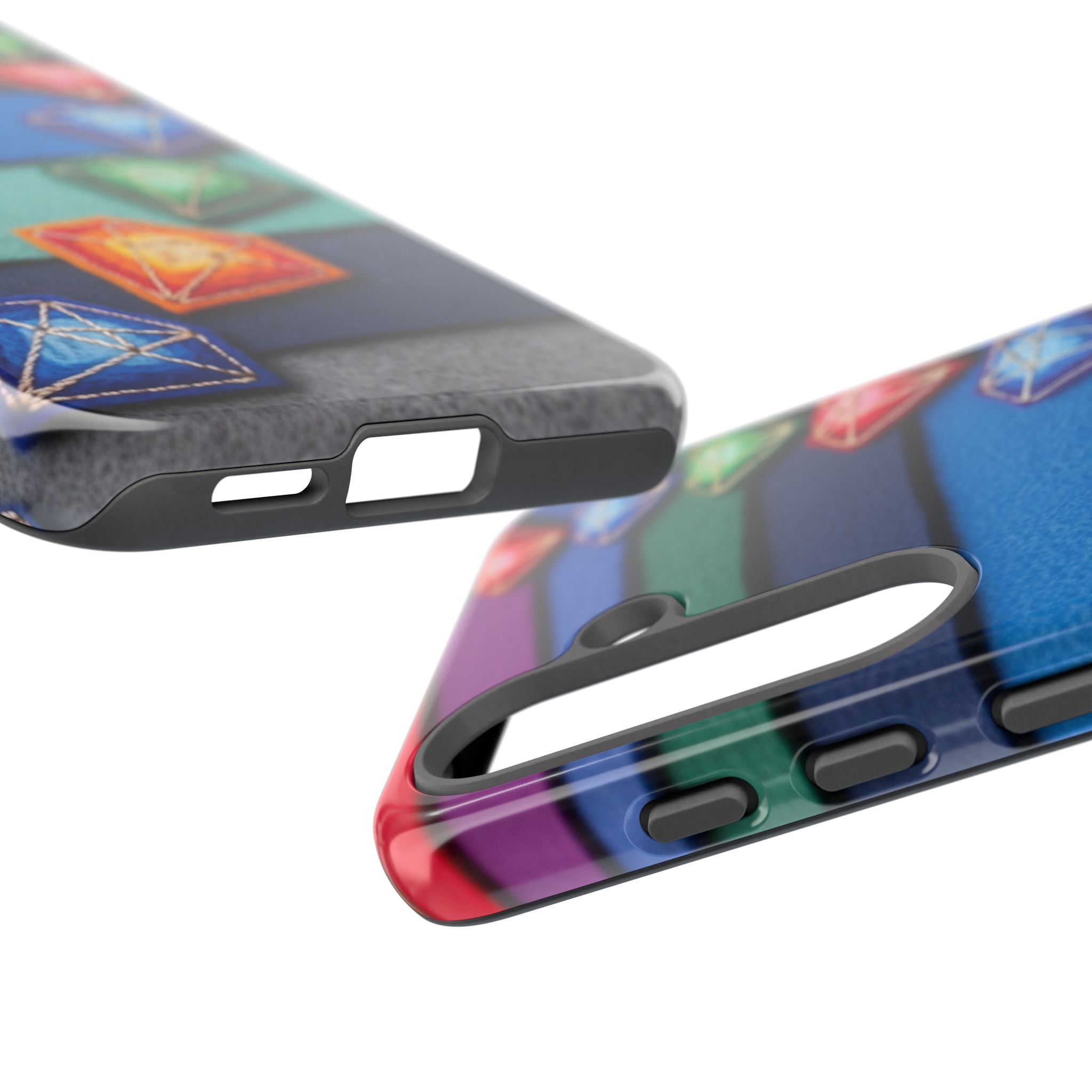Colorful Gem Stripe Phone Case — Rainbow Diamond Pattern Tough Case