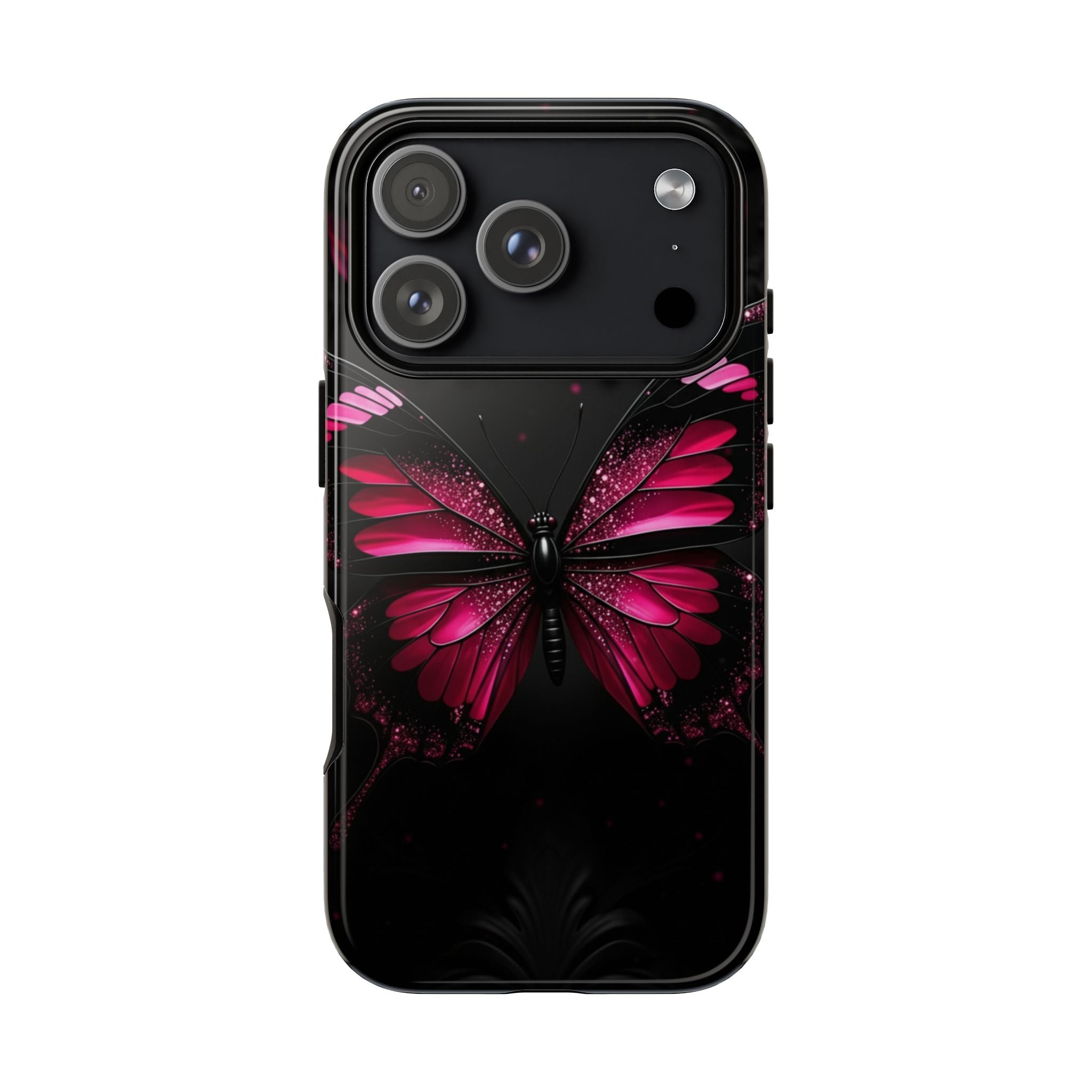 Pink Butterfly Tough Phone Case - Shockproof Protective iPhone Cover