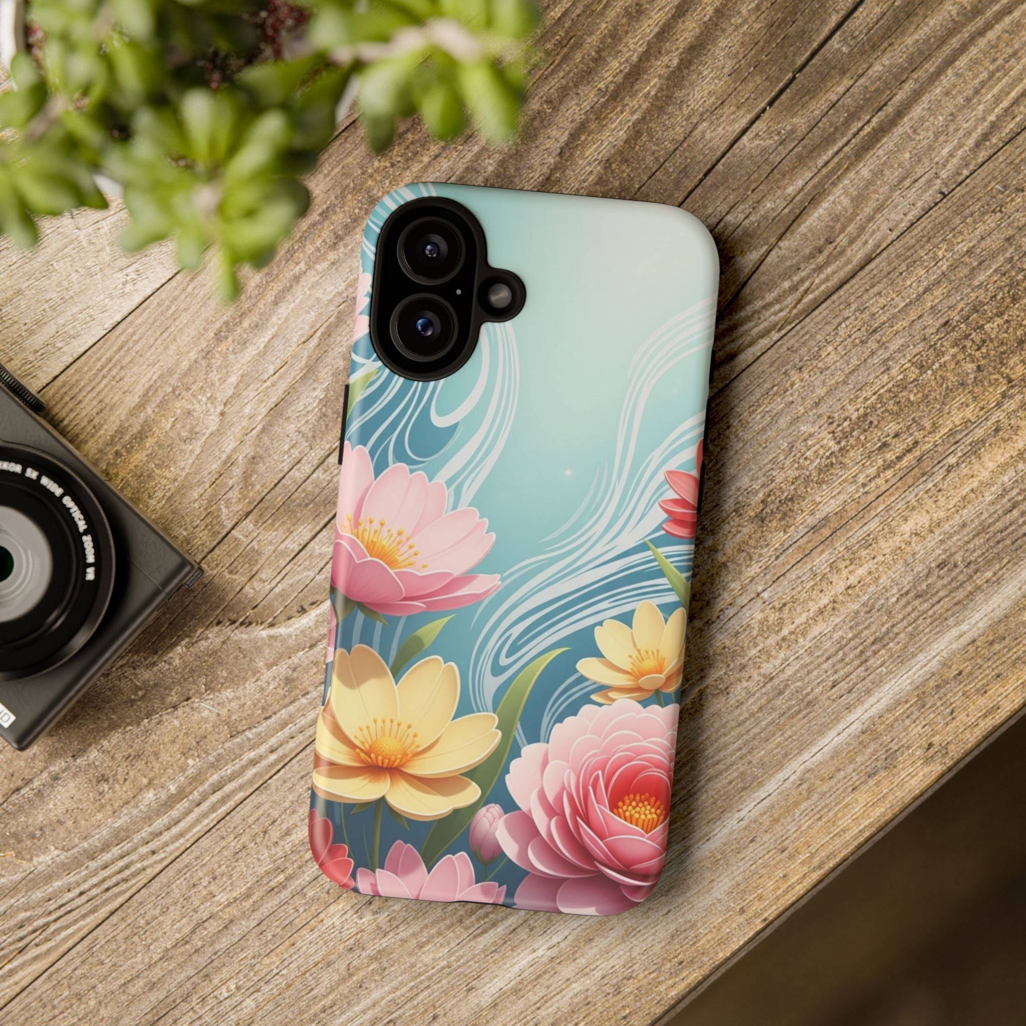 Floral Lotus Tough Phone Case — Watercolor Garden Protective Cover