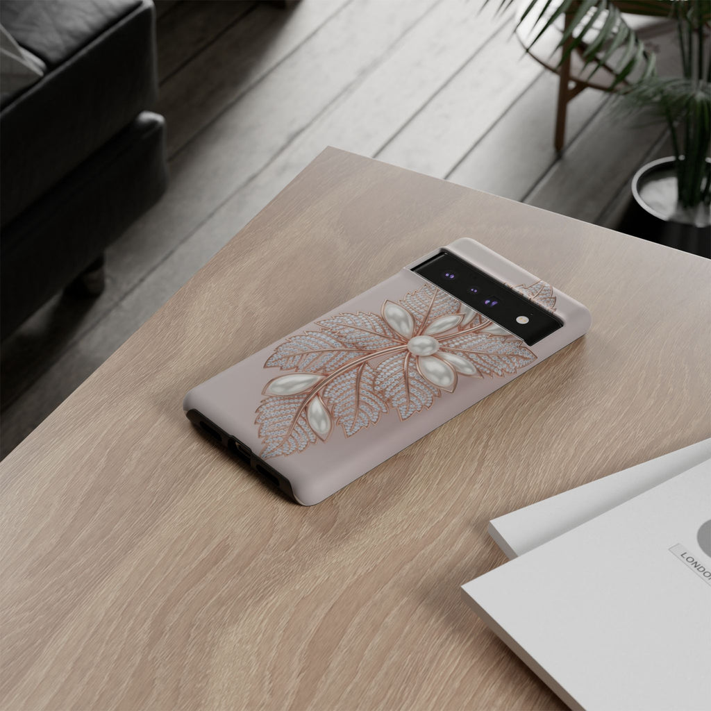 Rose Gold Pearl Leaf Tough Phone Case for Google Phone
