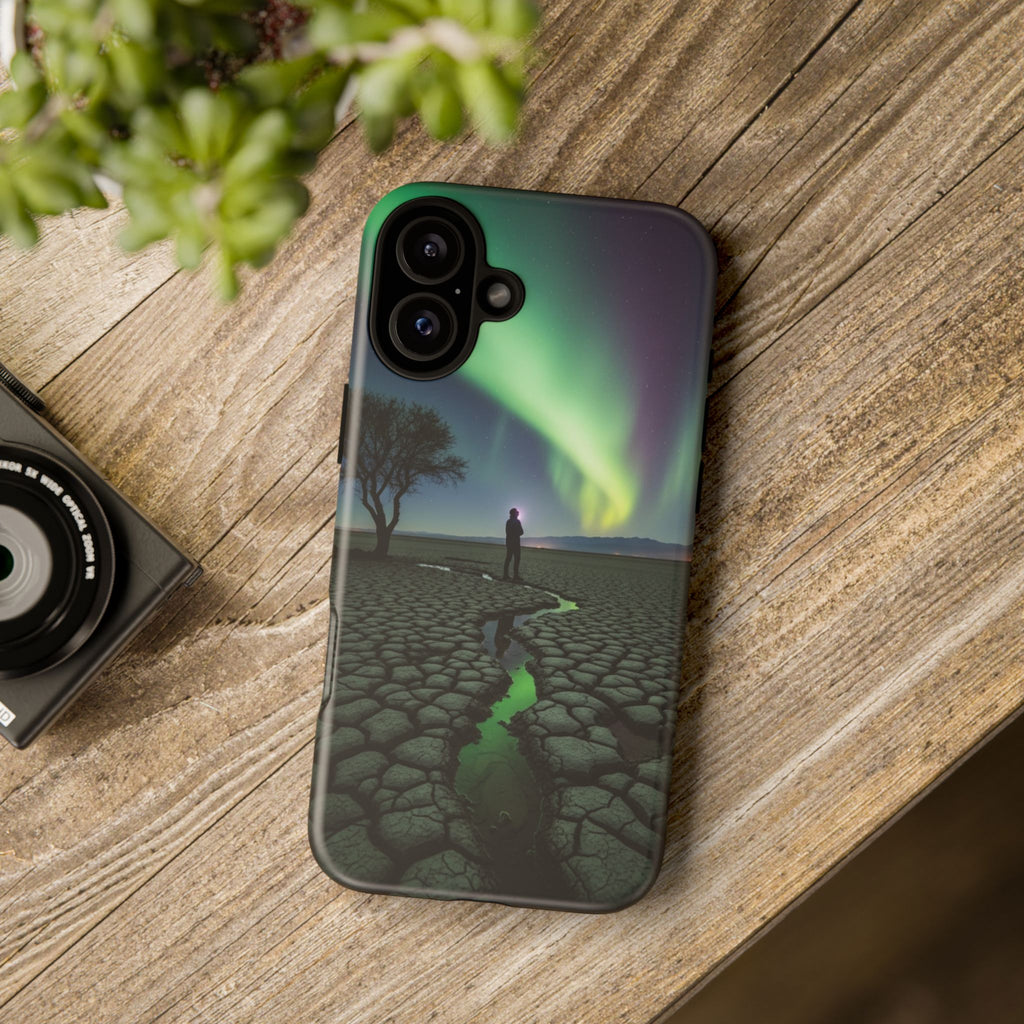 Aurora Night Sky Tough Phone Case — Northern Lights Landscape Protective Cover