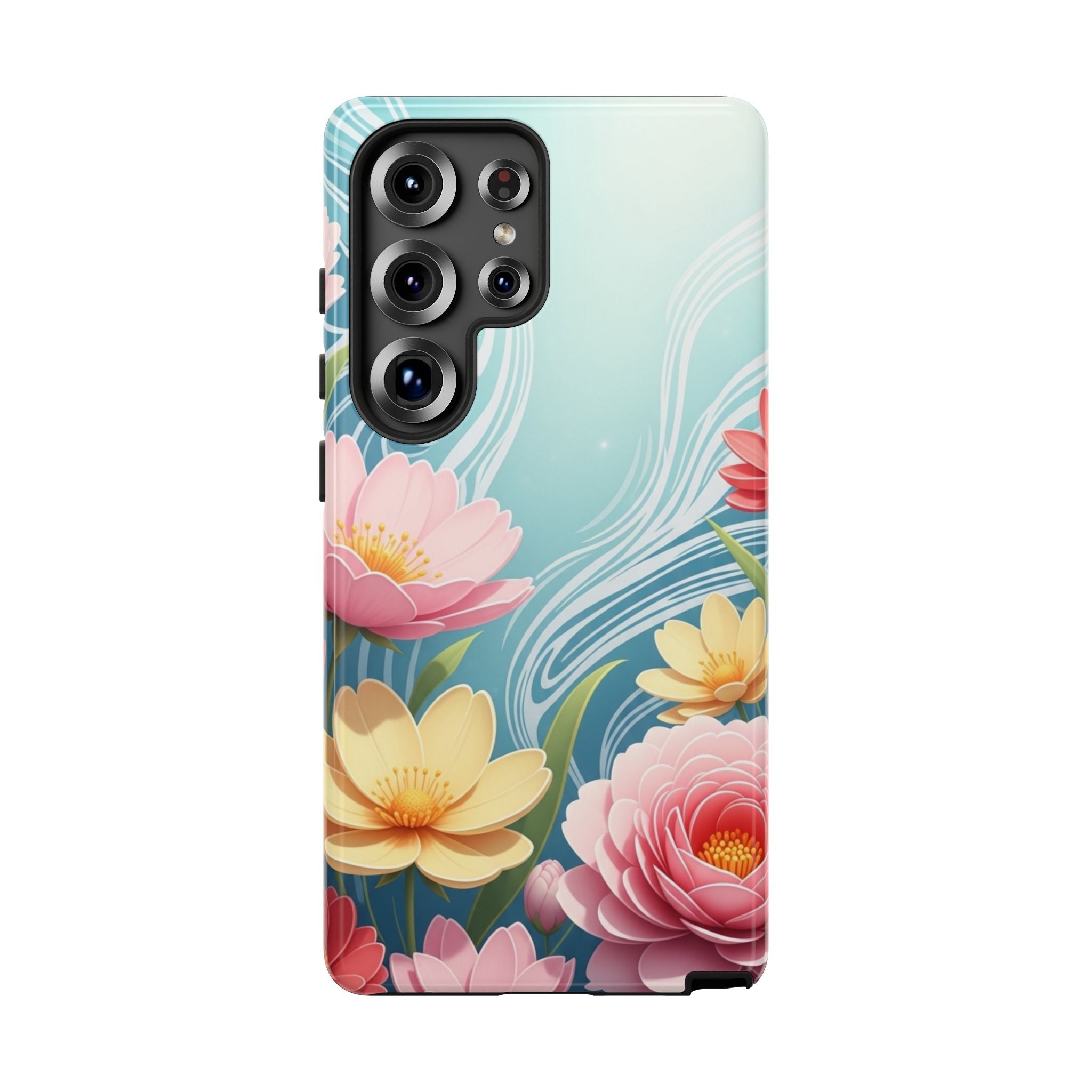 Floral Lotus Tough Phone Case — Watercolor Garden Protective Cover
