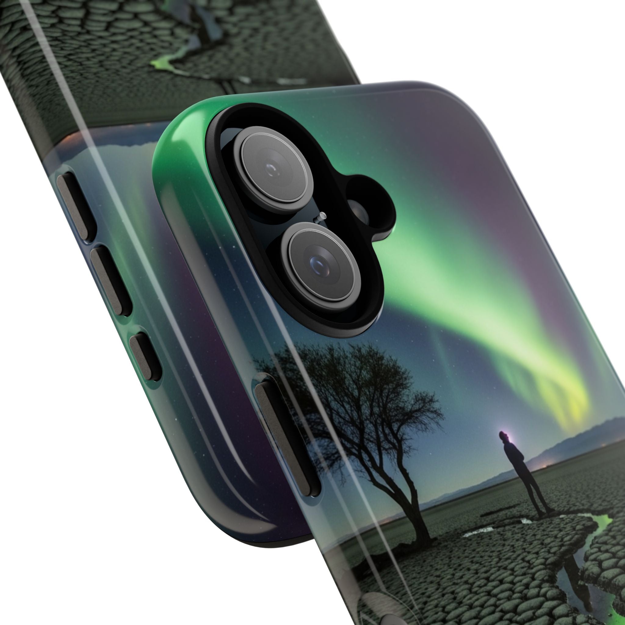 Aurora Night Sky Tough Phone Case — Northern Lights Landscape Protective Cover