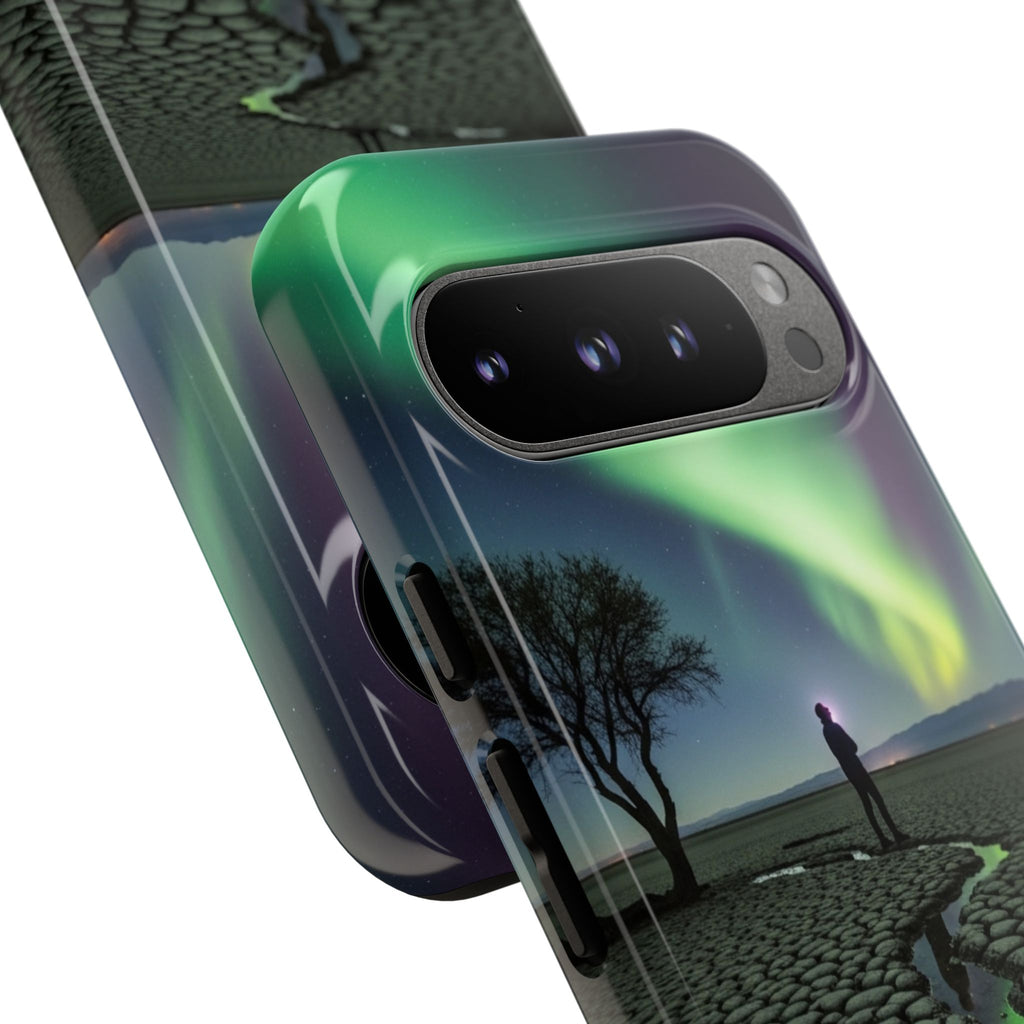 Aurora Night Sky Tough Phone Case — Northern Lights Landscape Protective Cover