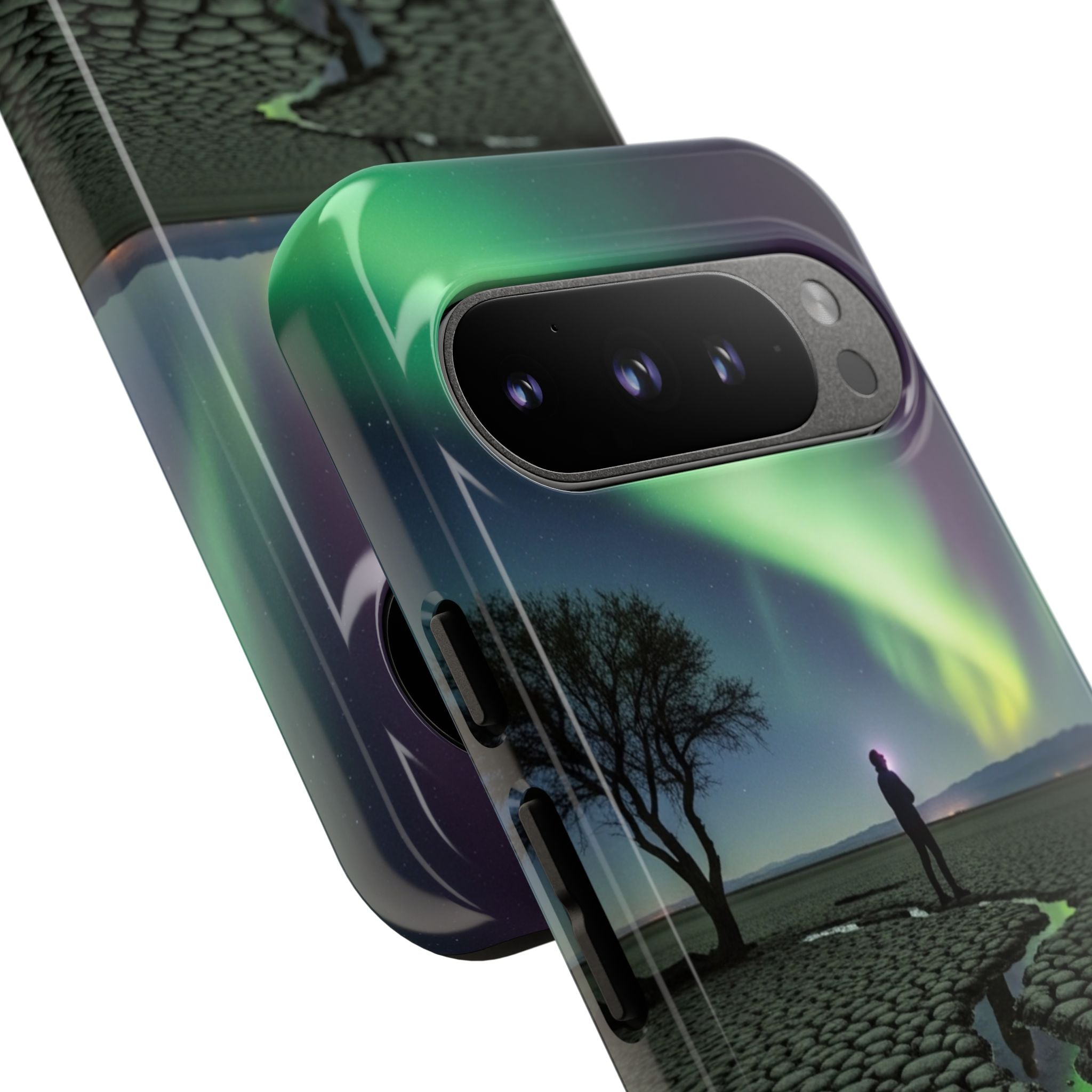 Aurora Night Sky Tough Phone Case — Northern Lights Landscape Protective Cover