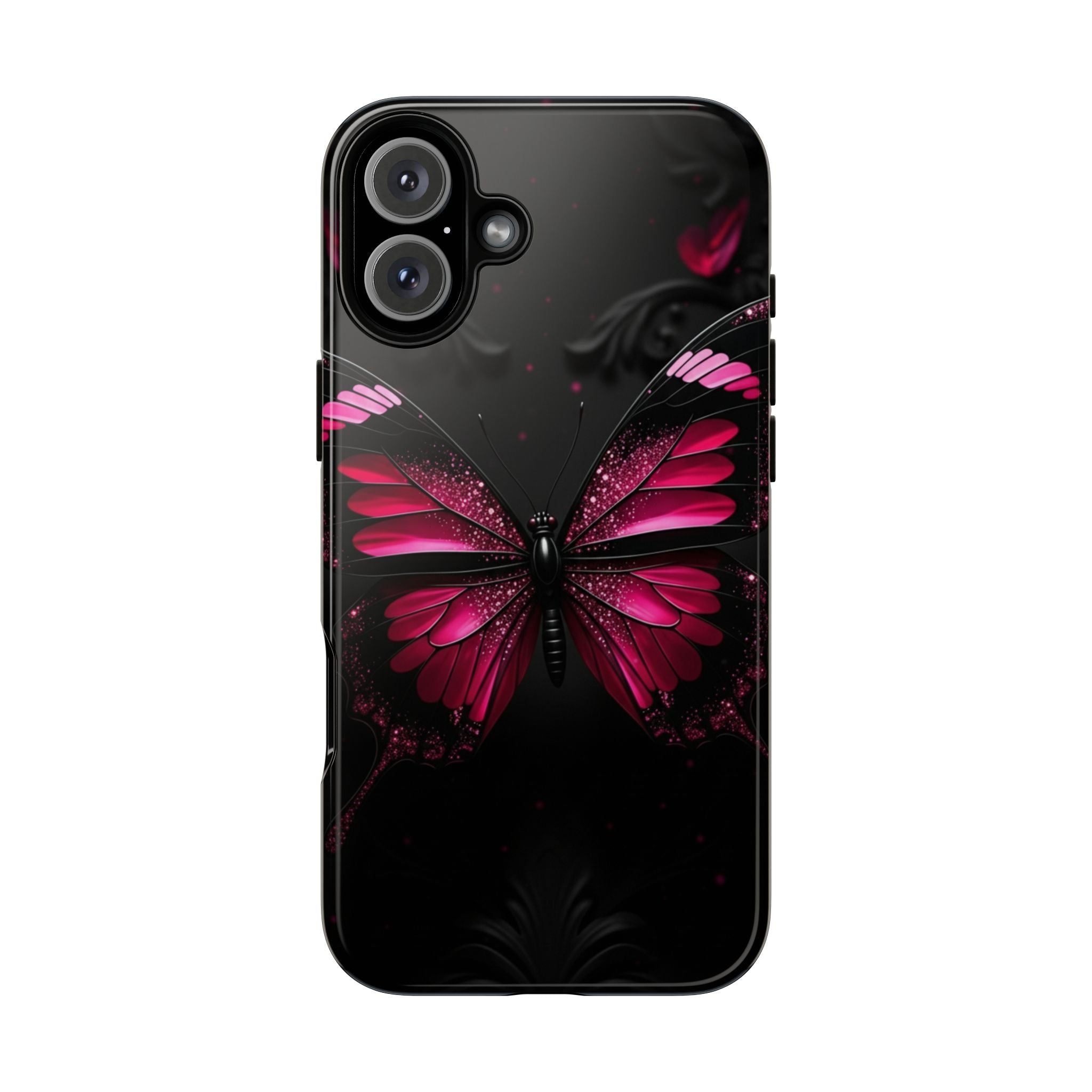 Pink Butterfly Tough Phone Case - Shockproof Protective iPhone Cover