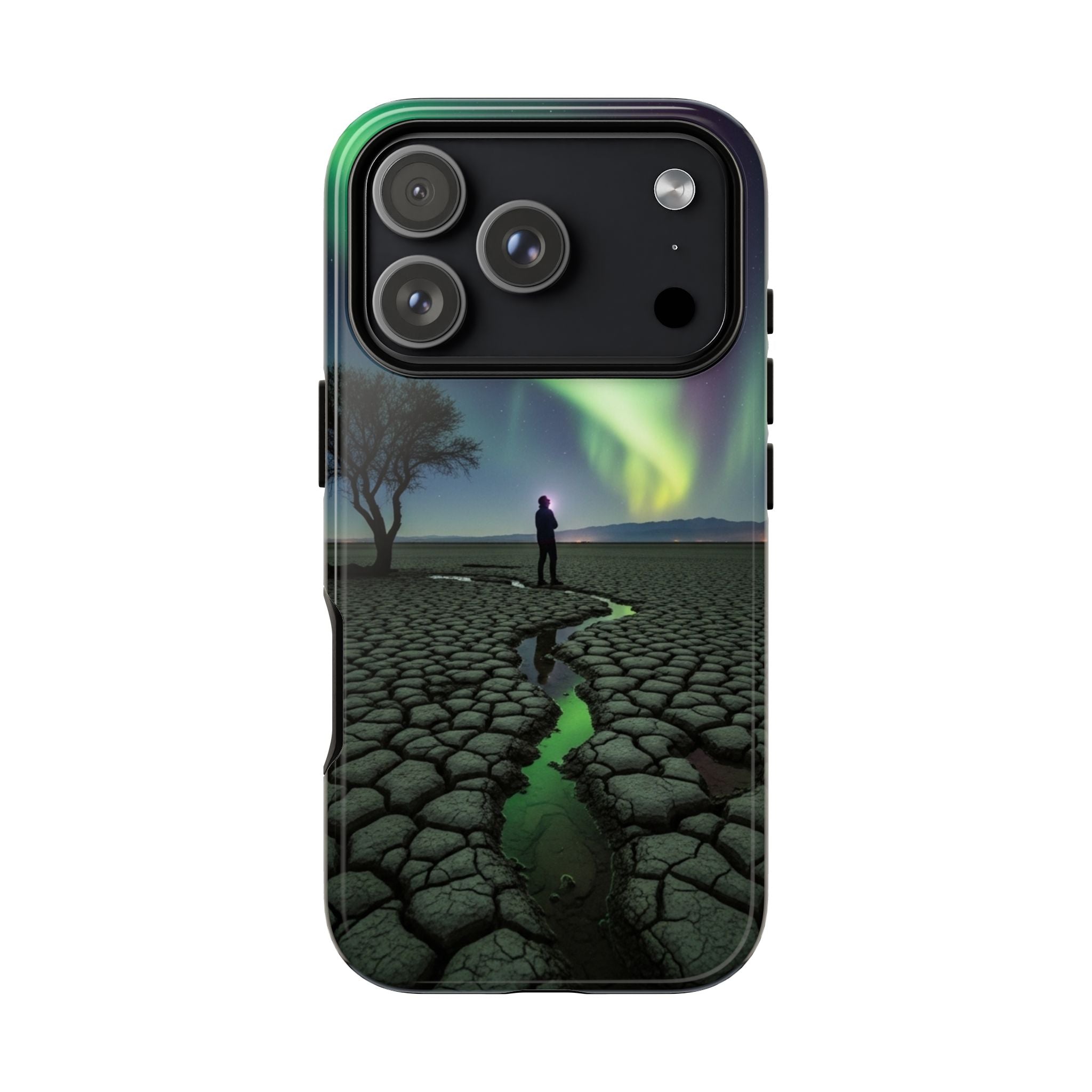 Aurora Night Sky Tough Phone Case — Northern Lights Landscape Protective Cover