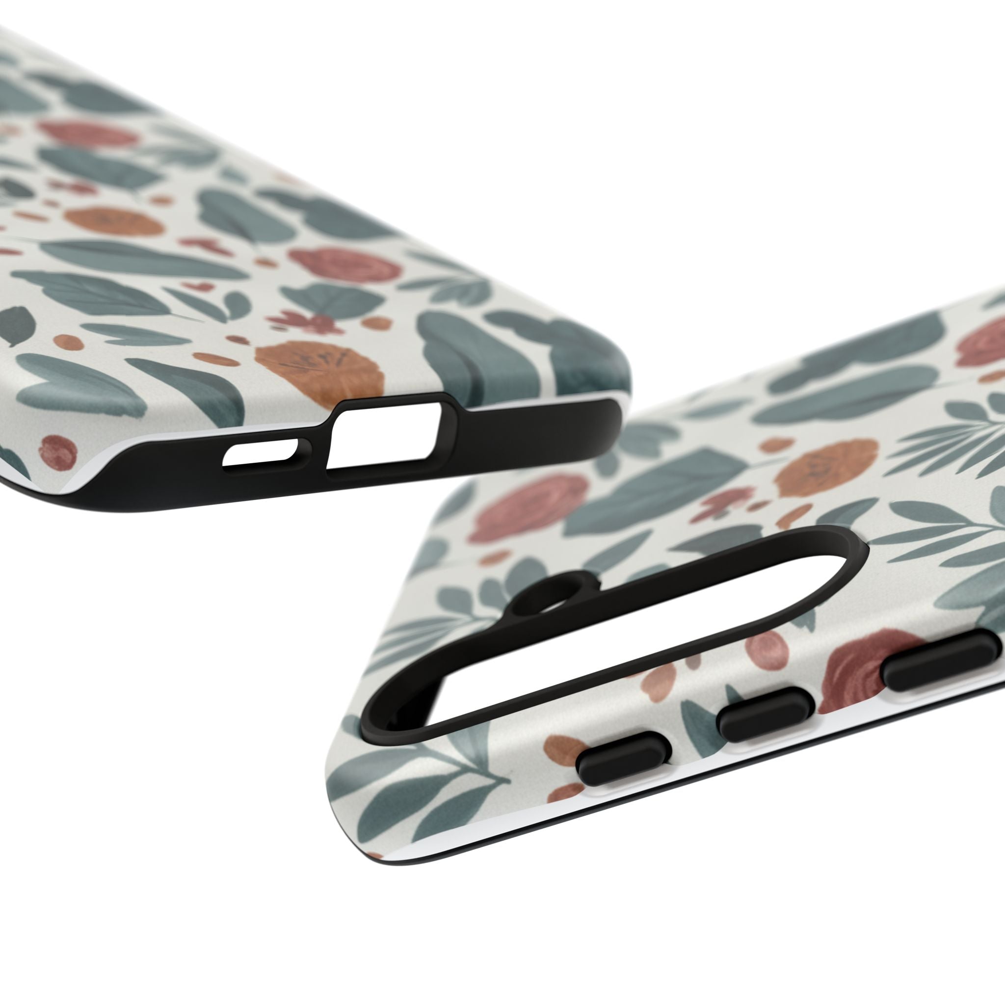 Floral Leaf Pattern Tough Phone Case — Protective Botanical iPhone Cover
