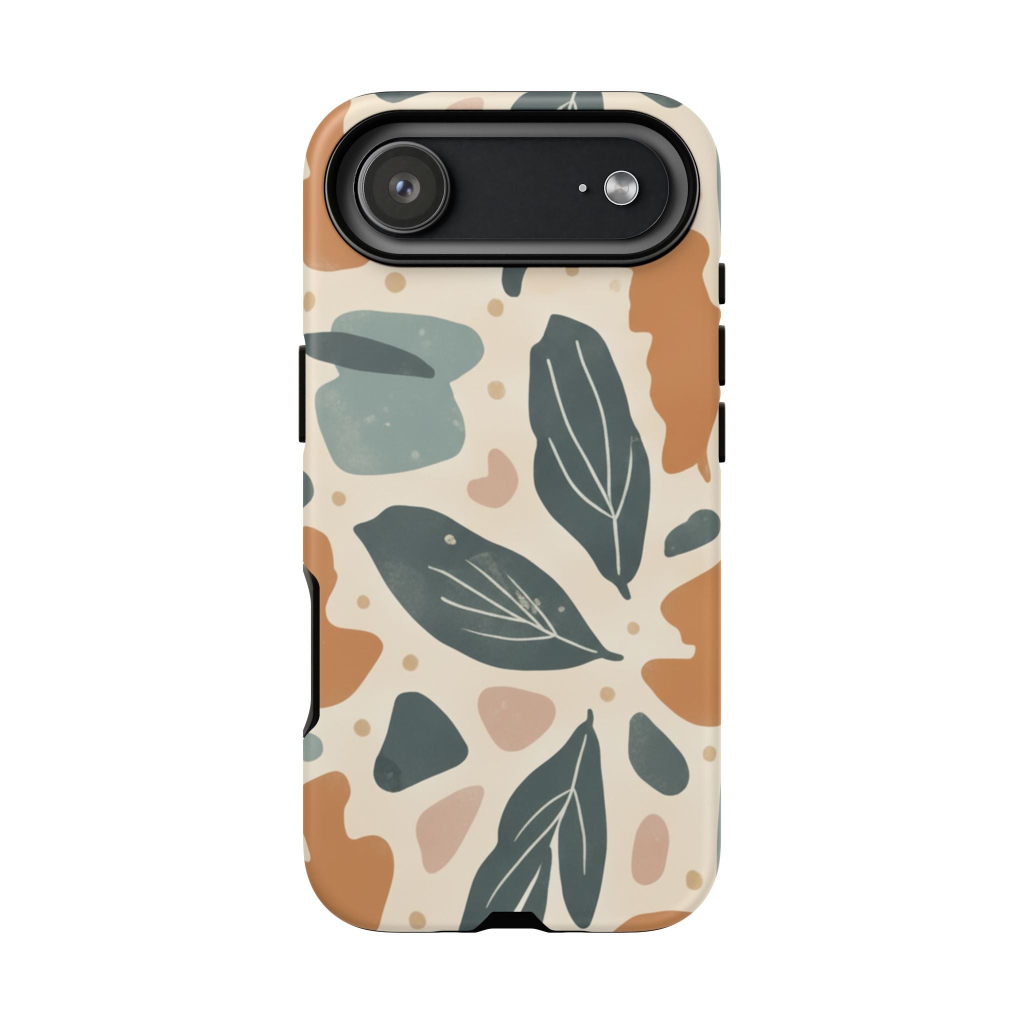Floral Leaf Tough Phone Case — Abstract Earth-Tone Protection