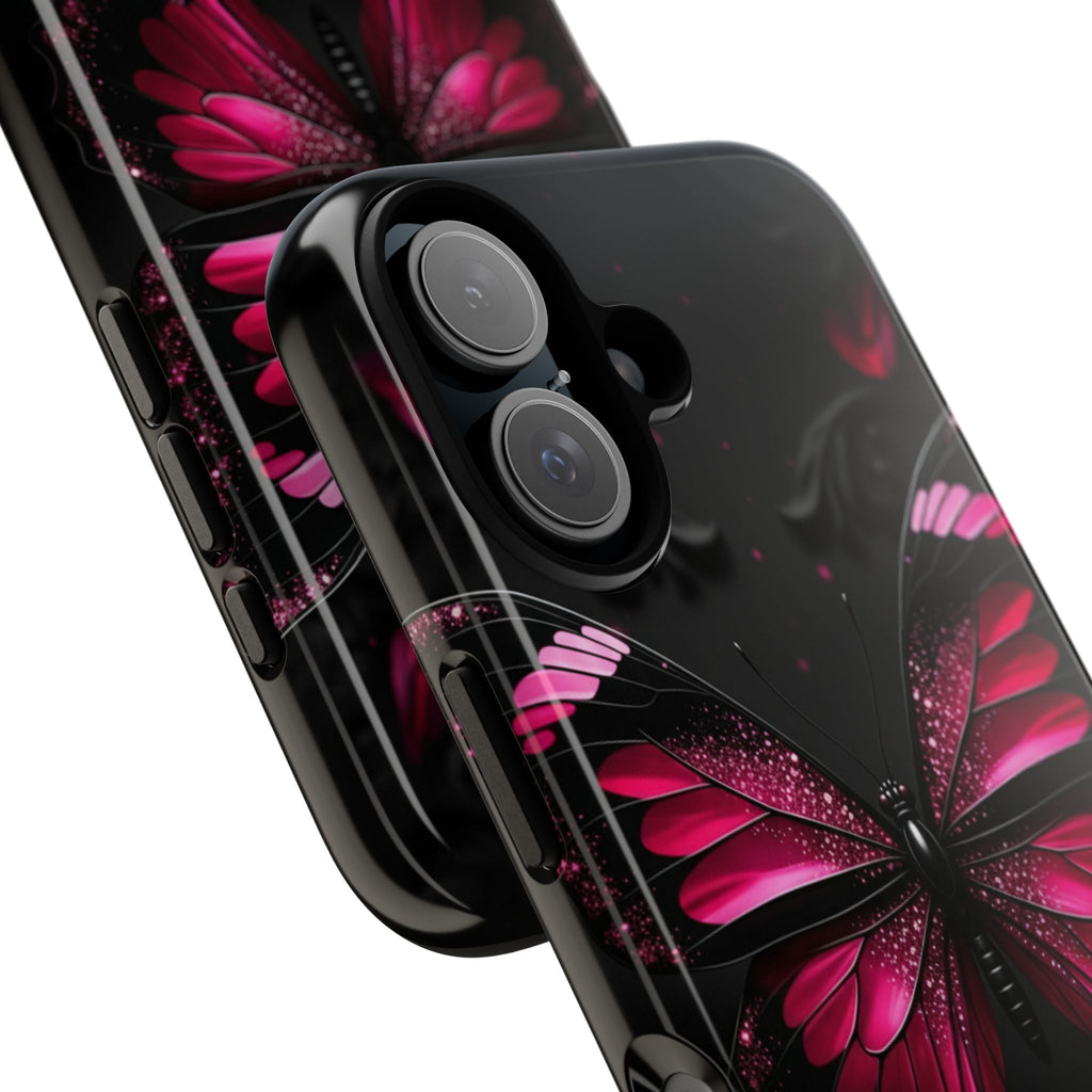 Pink Butterfly Tough Phone Case - Shockproof Protective iPhone Cover