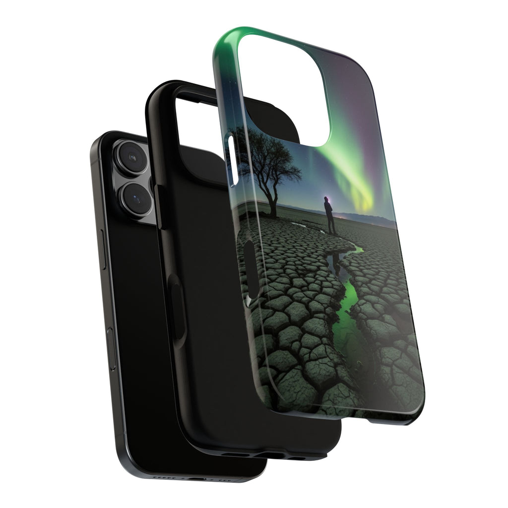 Aurora Night Sky Tough Phone Case — Northern Lights Landscape Protective Cover
