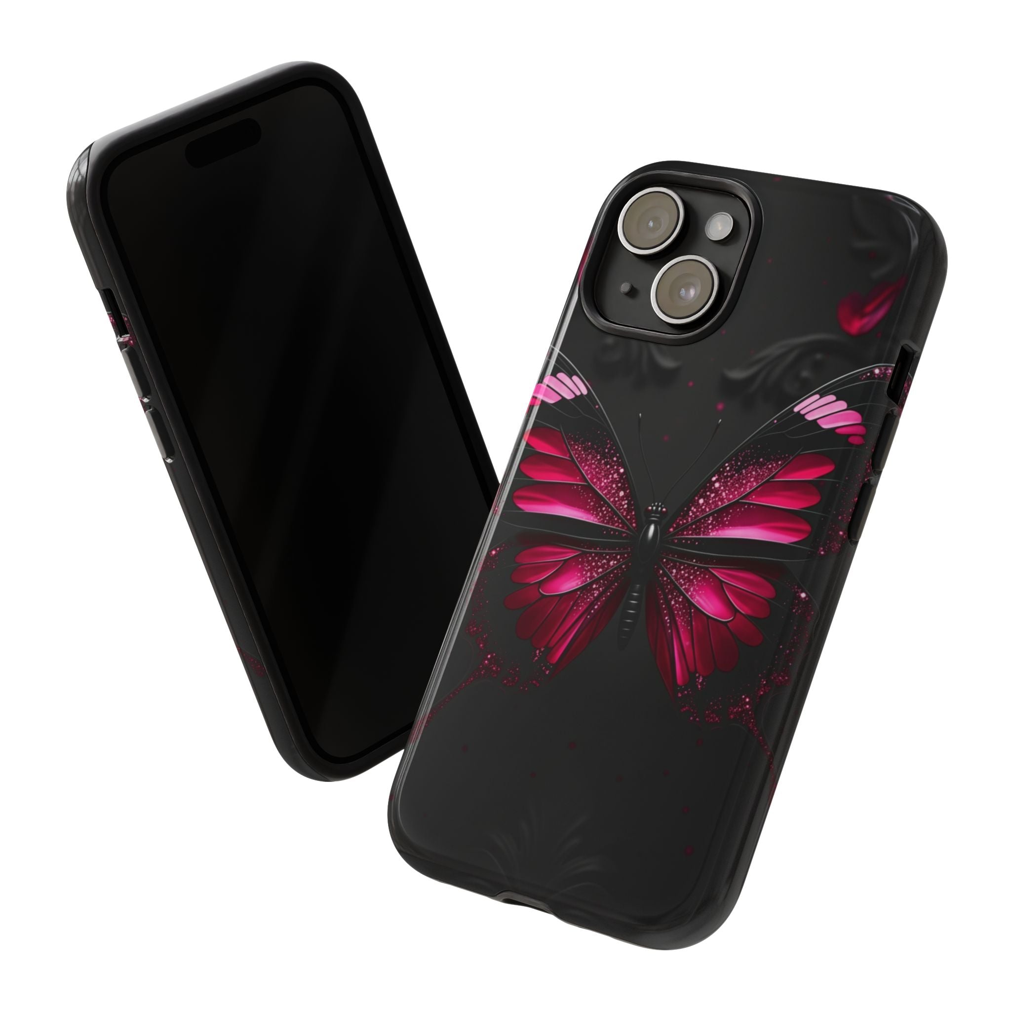 Pink Butterfly Tough Phone Case - Shockproof Protective iPhone Cover