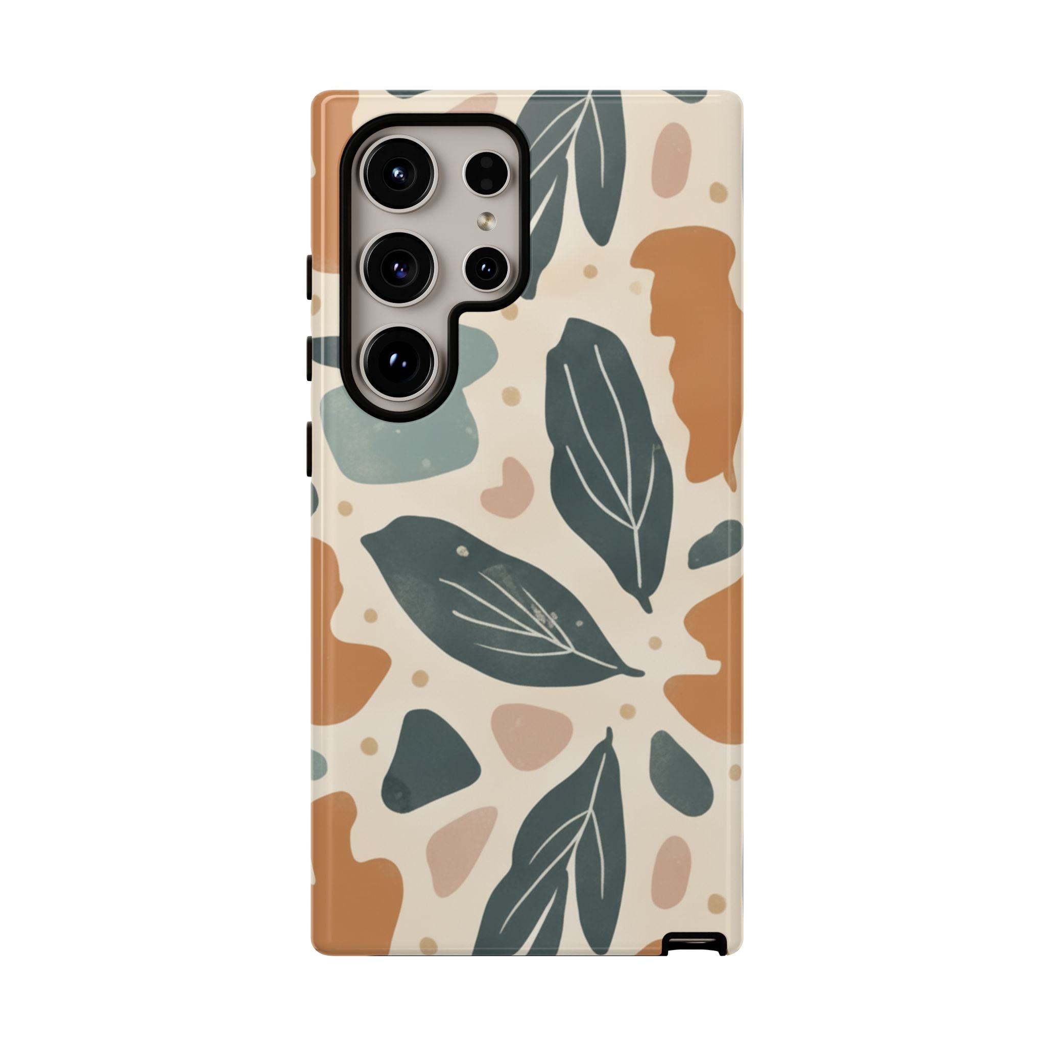 Floral Leaf Tough Phone Case — Abstract Earth-Tone Protection