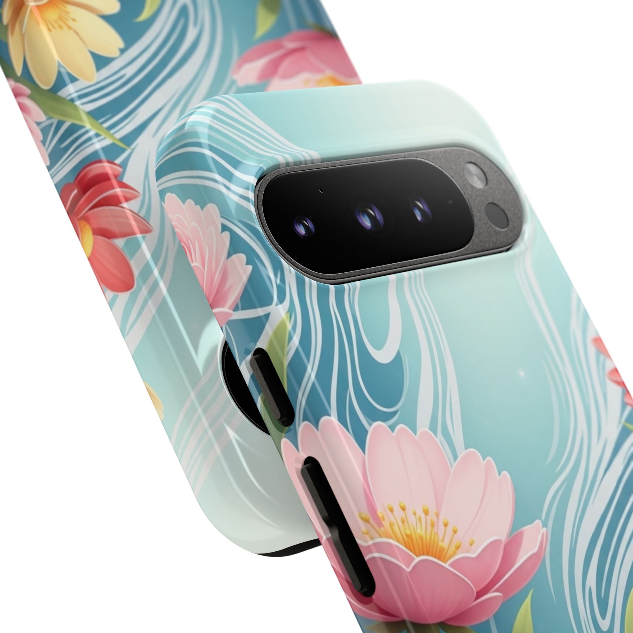 Floral Lotus Tough Phone Case — Watercolor Garden Protective Cover
