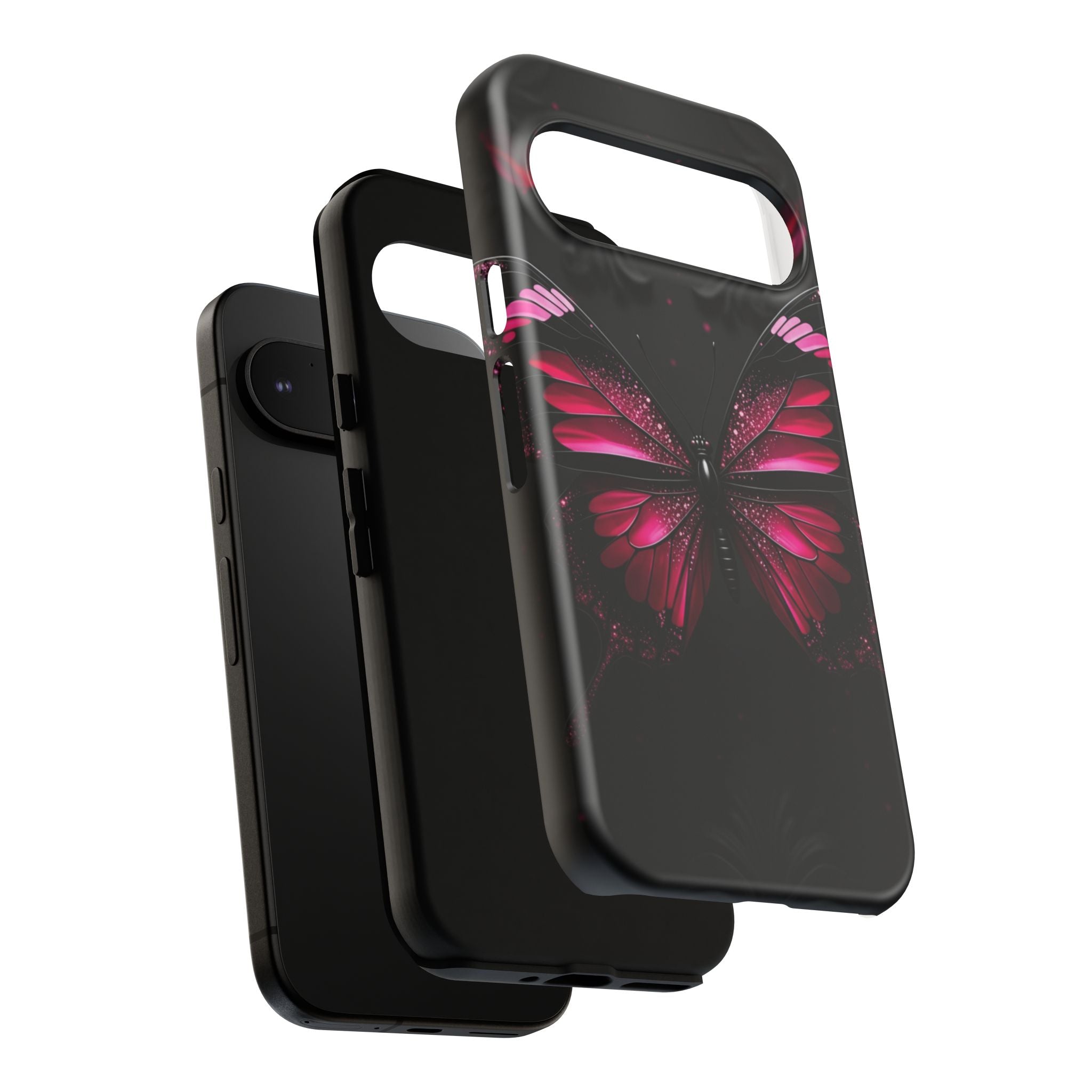 Pink Butterfly Tough Phone Case - Shockproof Protective iPhone Cover