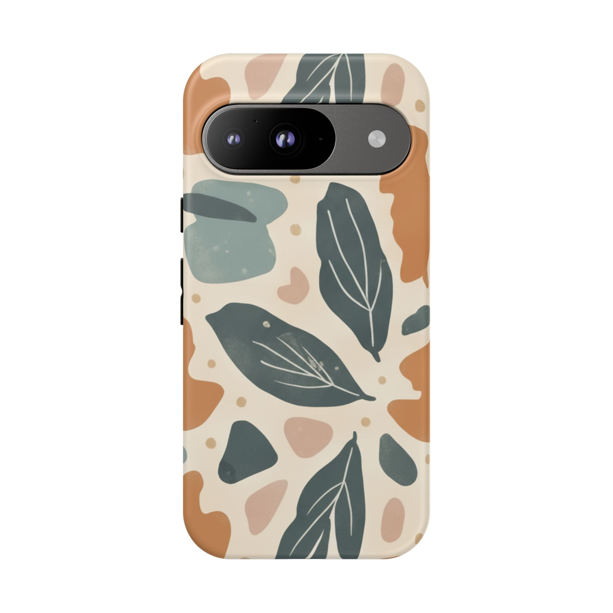 Floral Leaf Tough Phone Case — Abstract Earth-Tone Protection