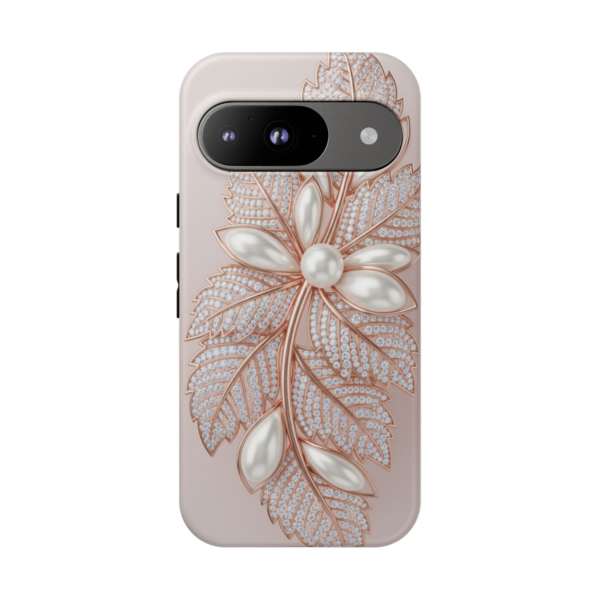 Rose Gold Pearl Leaf Tough Phone Case for Google Phone