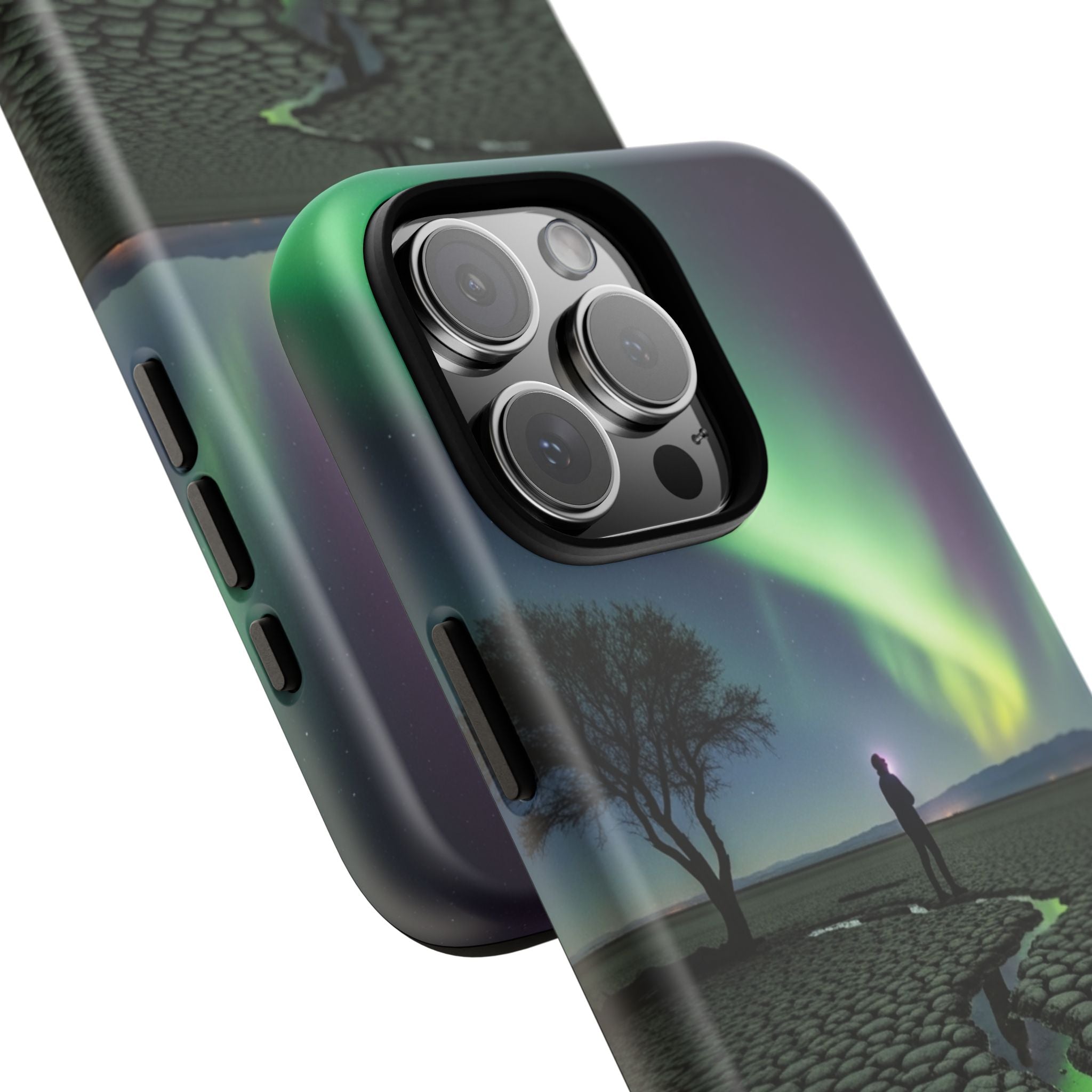 Aurora Night Sky Tough Phone Case — Northern Lights Landscape Protective Cover