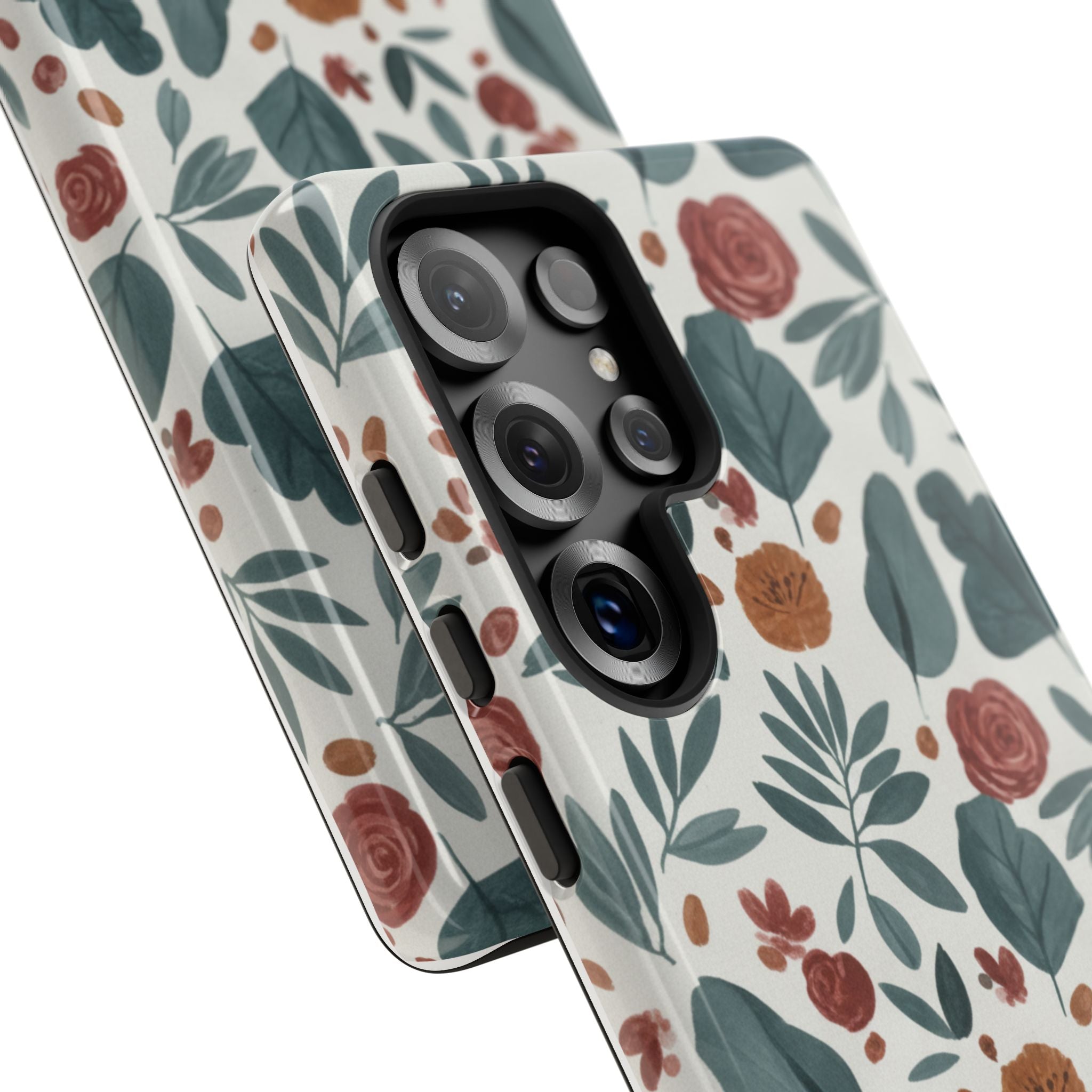 Floral Leaf Pattern Tough Phone Case — Protective Botanical iPhone Cover