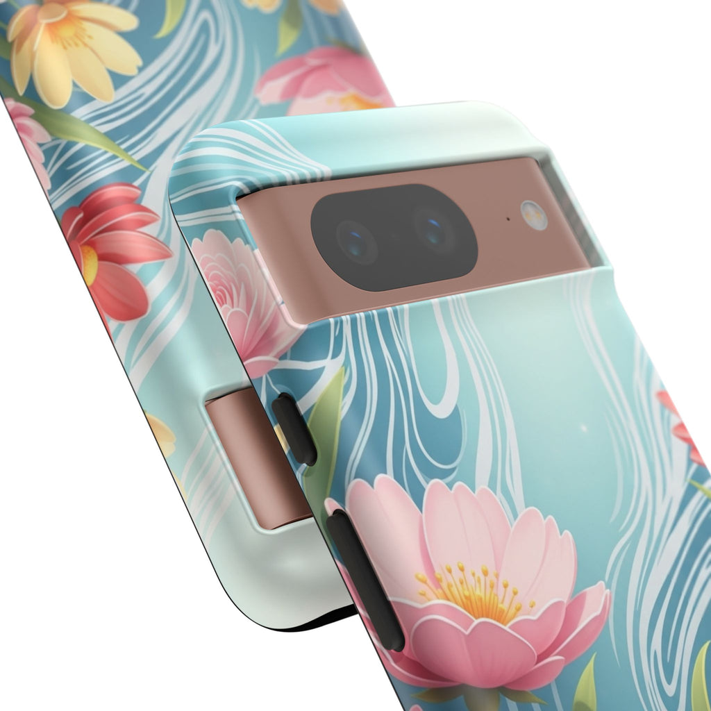 Floral Lotus Tough Phone Case — Watercolor Garden Protective Cover