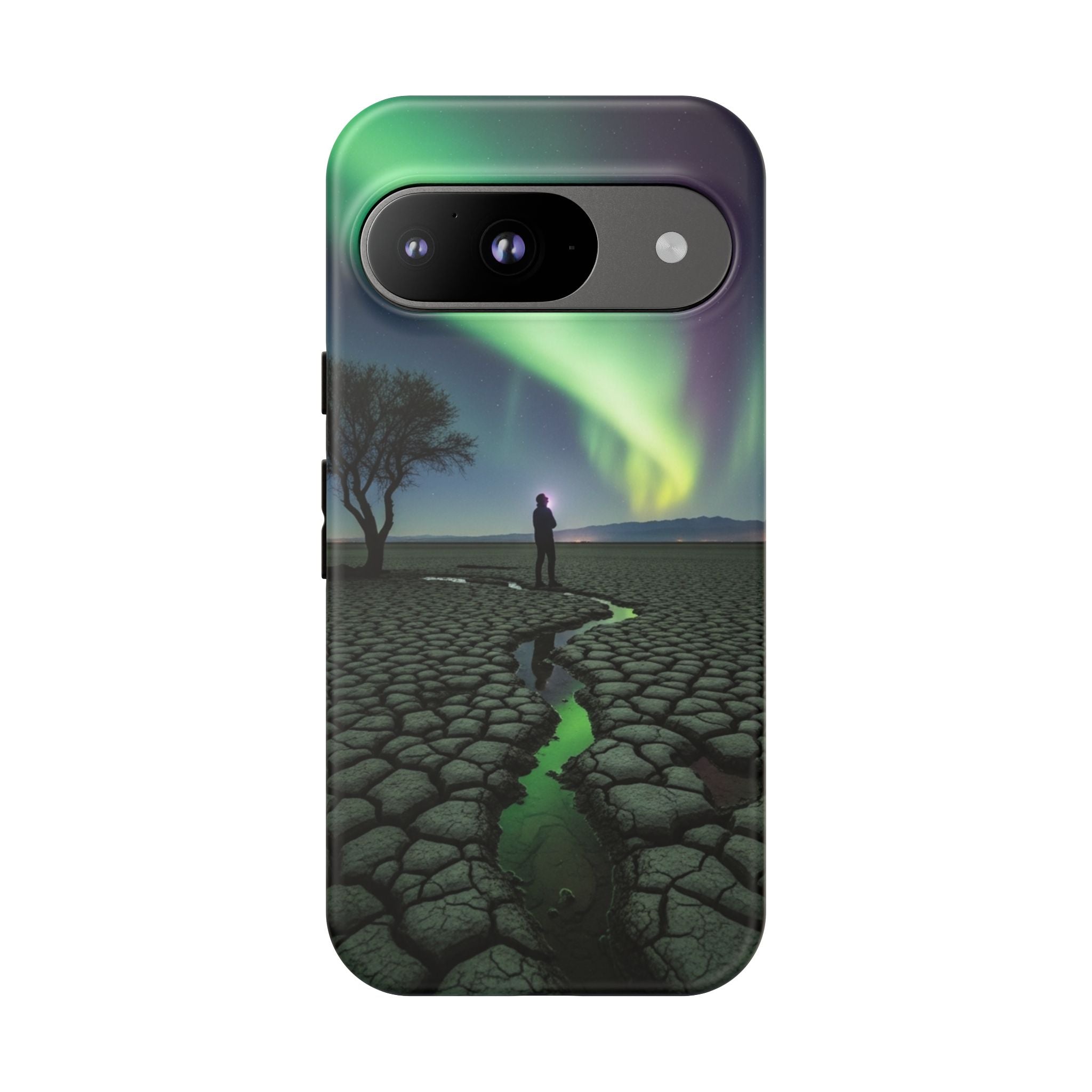 Aurora Night Sky Tough Phone Case — Northern Lights Landscape Protective Cover
