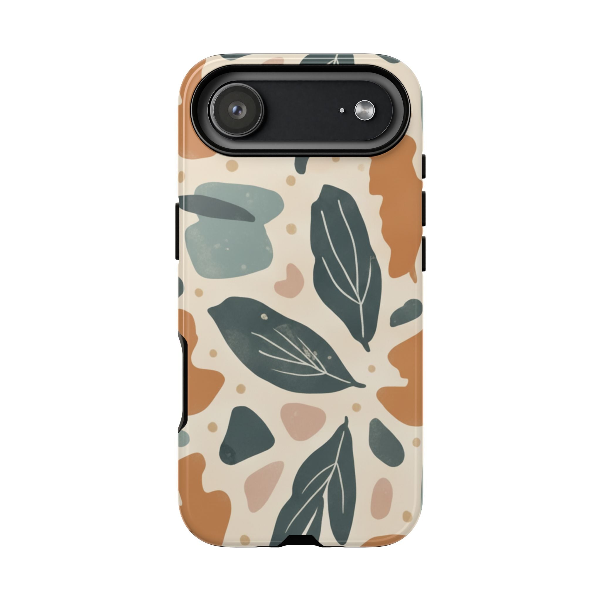 Floral Leaf Tough Phone Case — Abstract Earth-Tone Protection