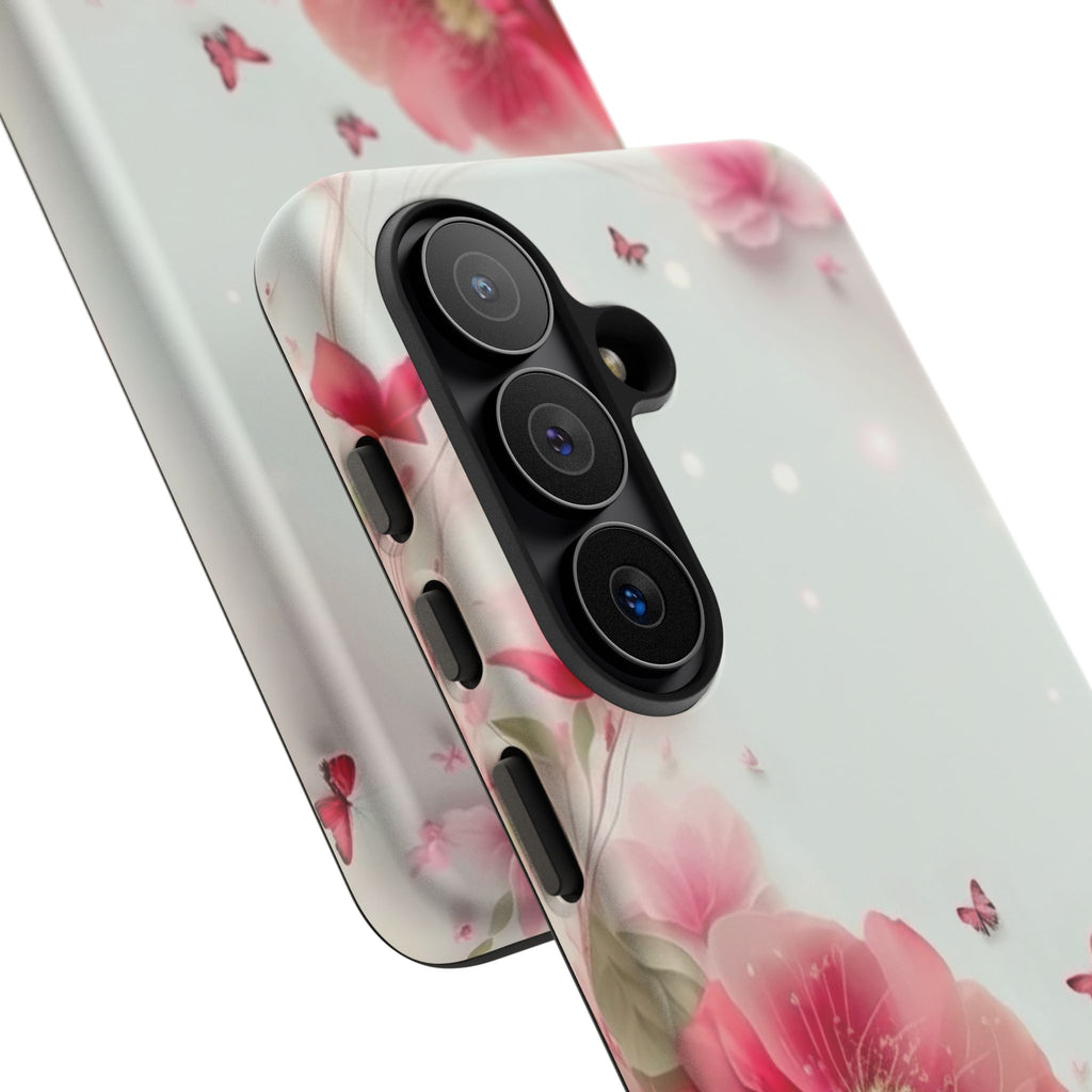 Floral Pink Blossoms Tough Phone Case – Protective Garden Flower Design