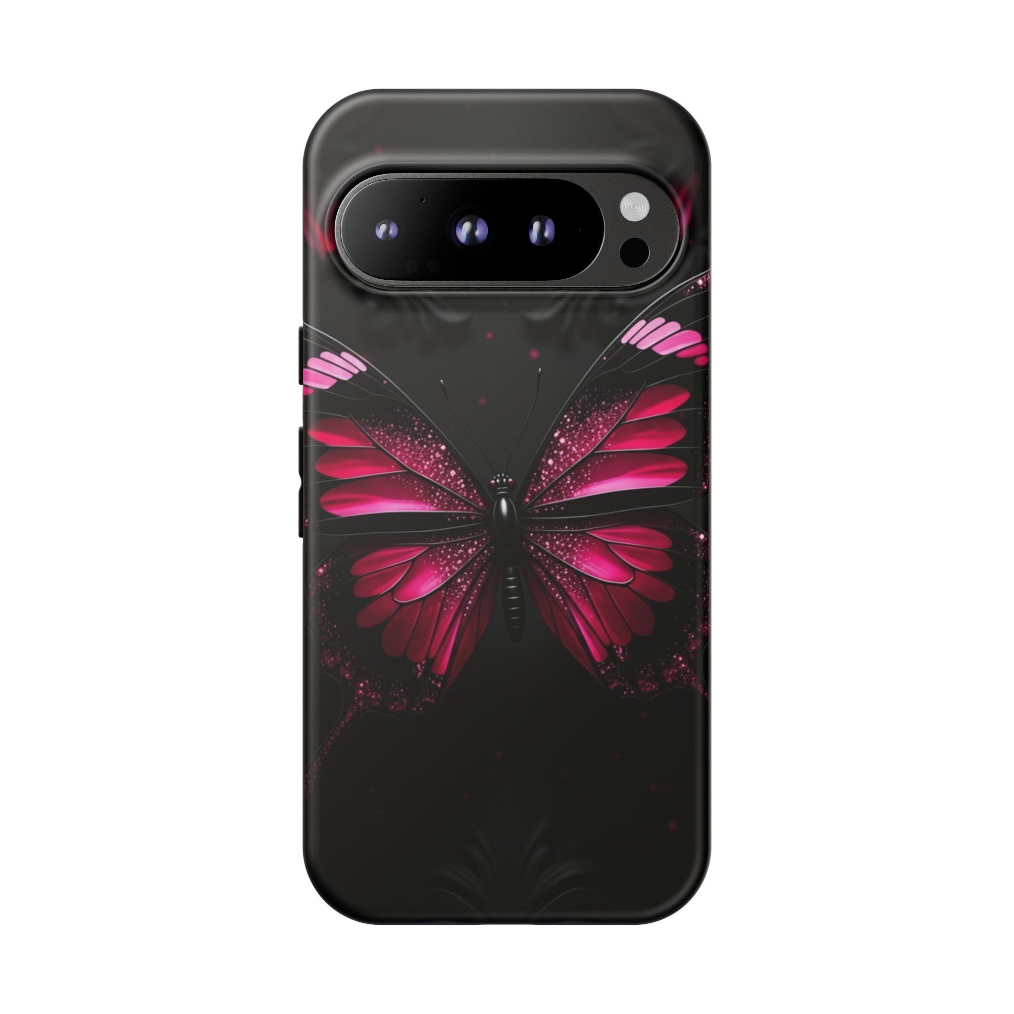 Pink Butterfly Tough Phone Case - Shockproof Protective iPhone Cover