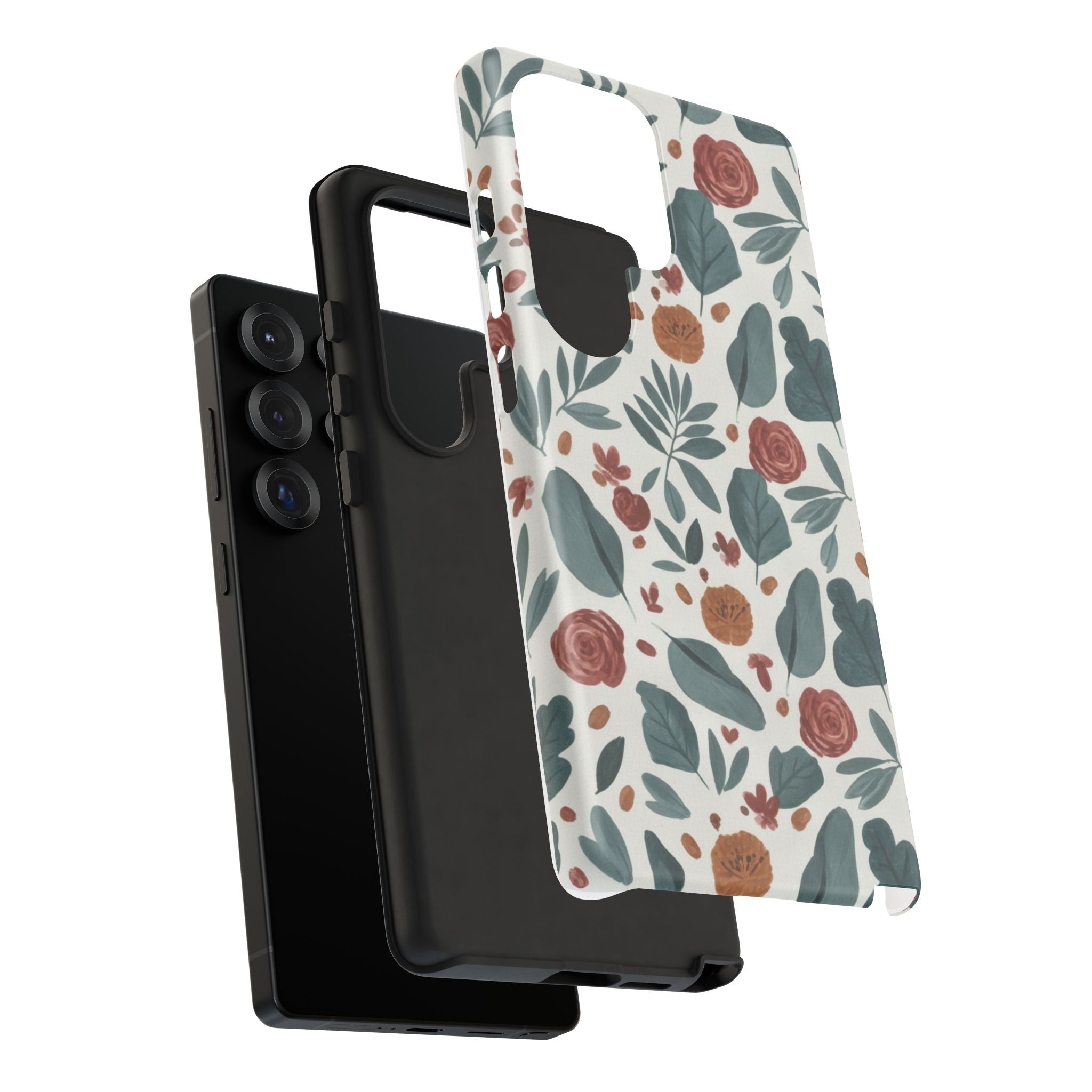 Floral Leaf Pattern Tough Phone Case — Protective Botanical iPhone Cover