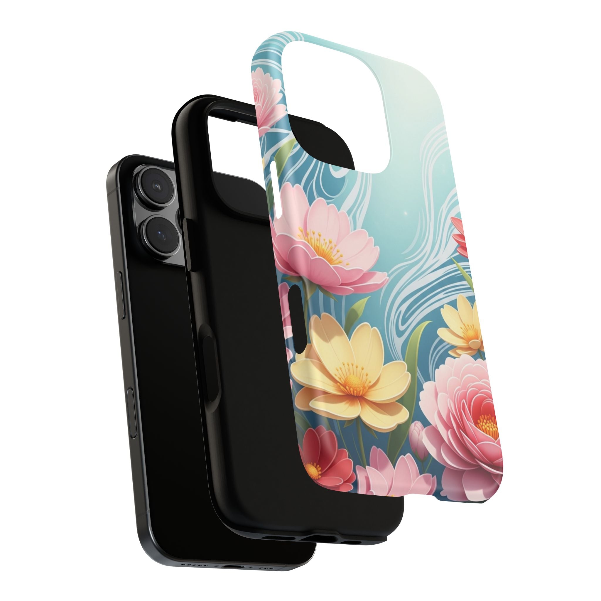 Floral Lotus Tough Phone Case — Watercolor Garden Protective Cover
