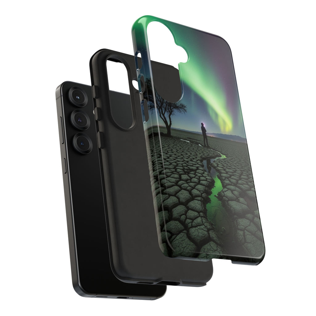 Aurora Night Sky Tough Phone Case — Northern Lights Landscape Protective Cover