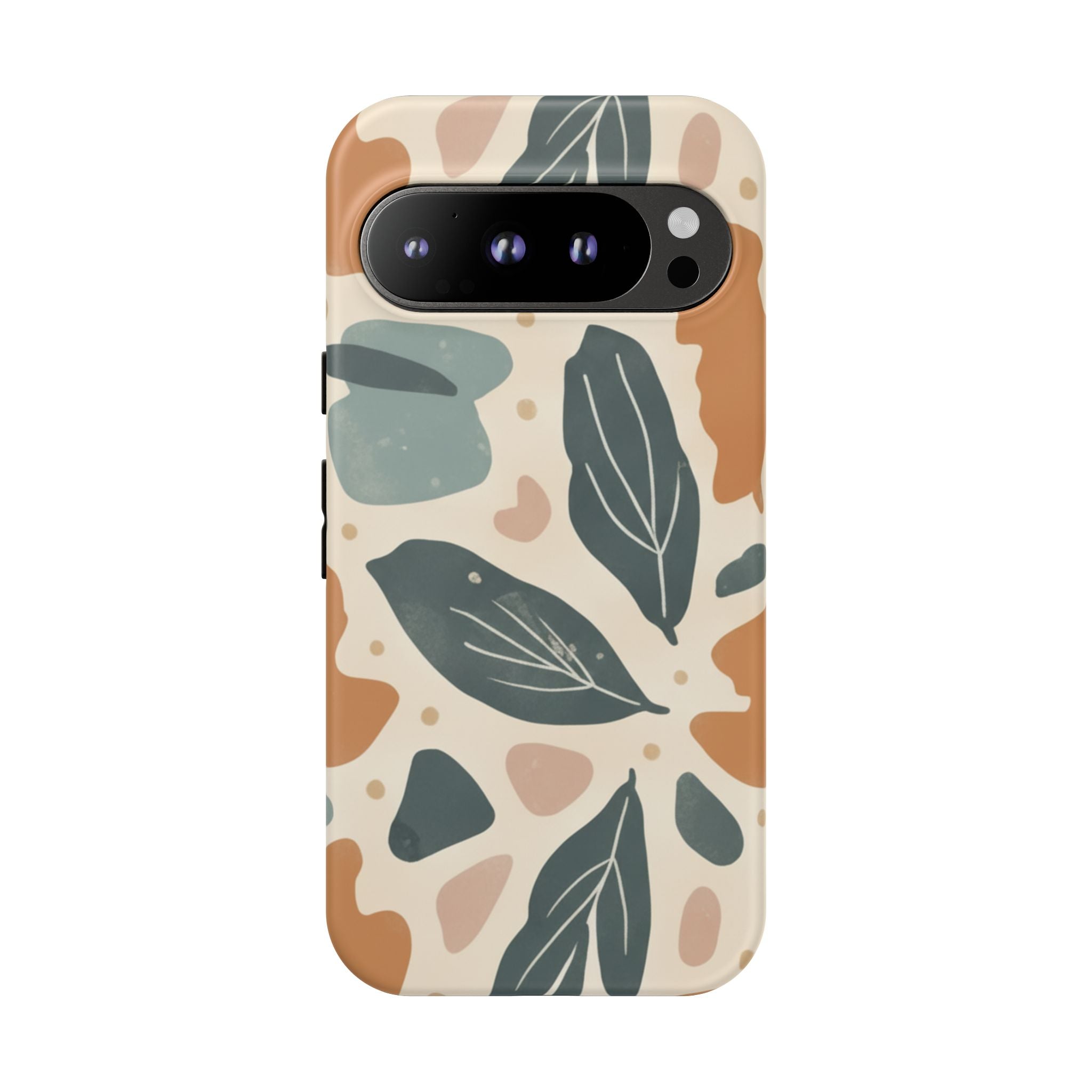 Floral Leaf Tough Phone Case — Abstract Earth-Tone Protection