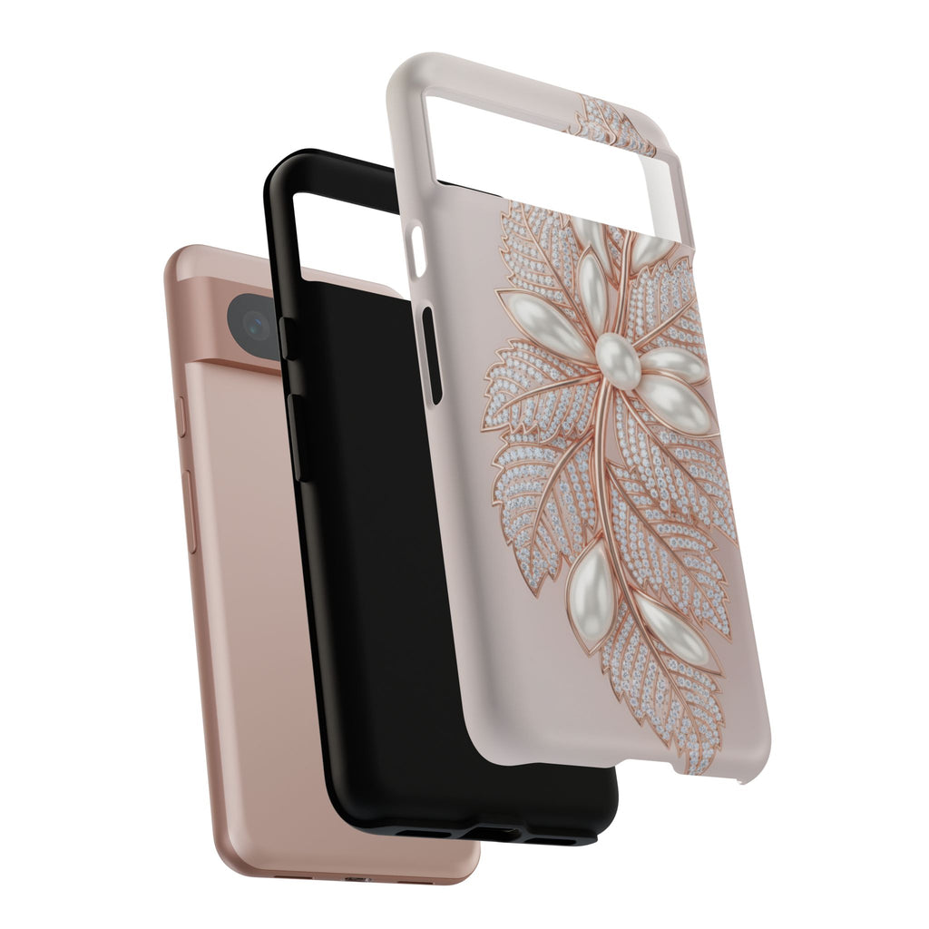 Rose Gold Pearl Leaf Tough Phone Case for Google Phone