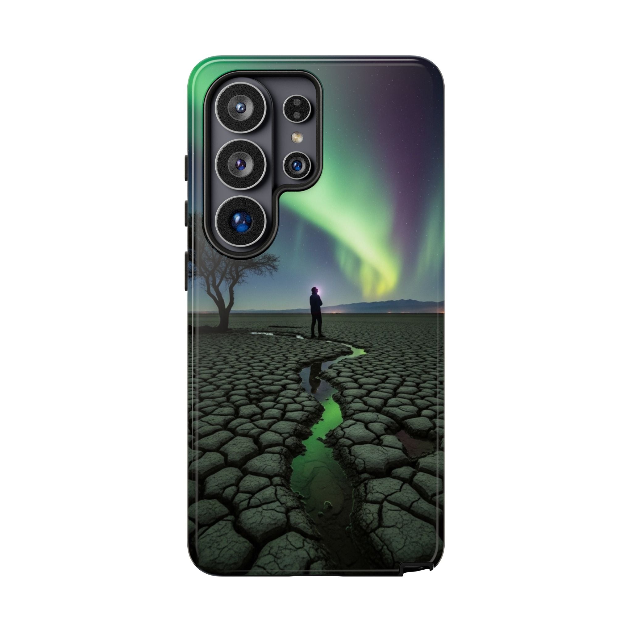Aurora Night Sky Tough Phone Case — Northern Lights Landscape Protective Cover