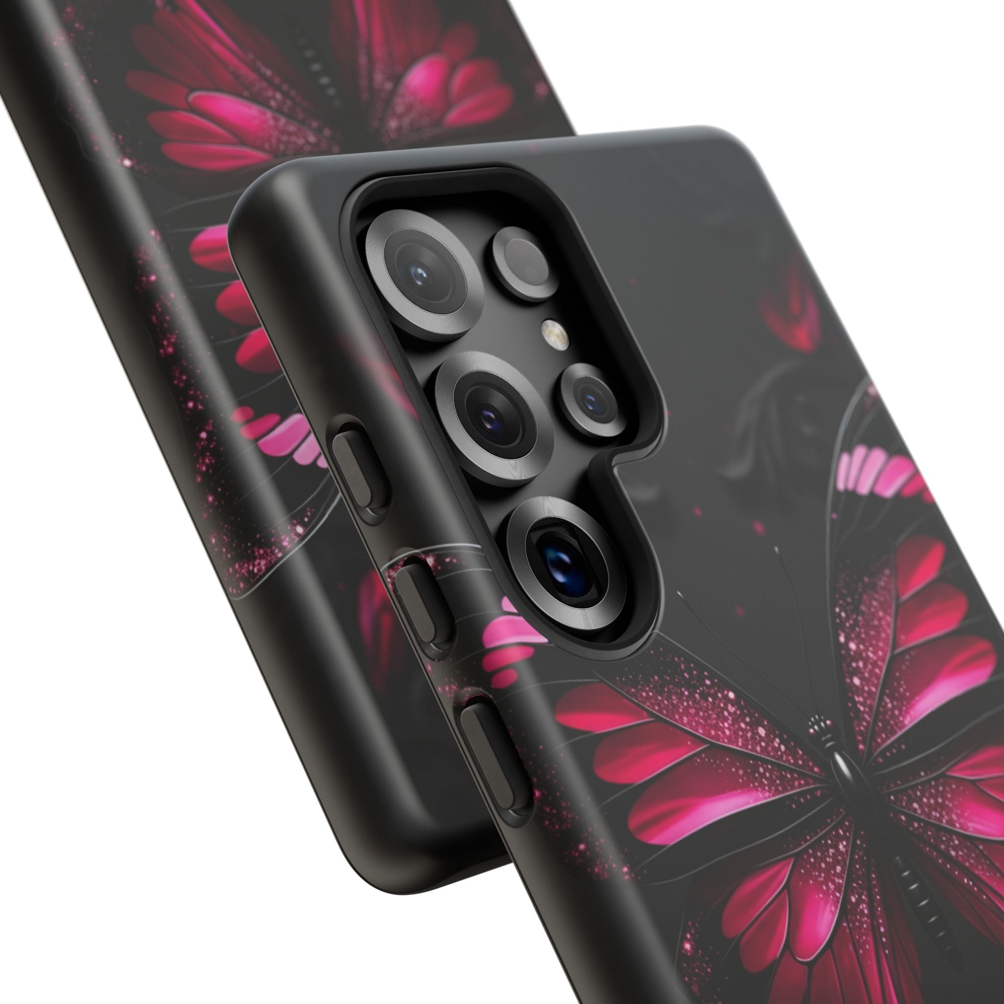 Pink Butterfly Tough Phone Case - Shockproof Protective iPhone Cover