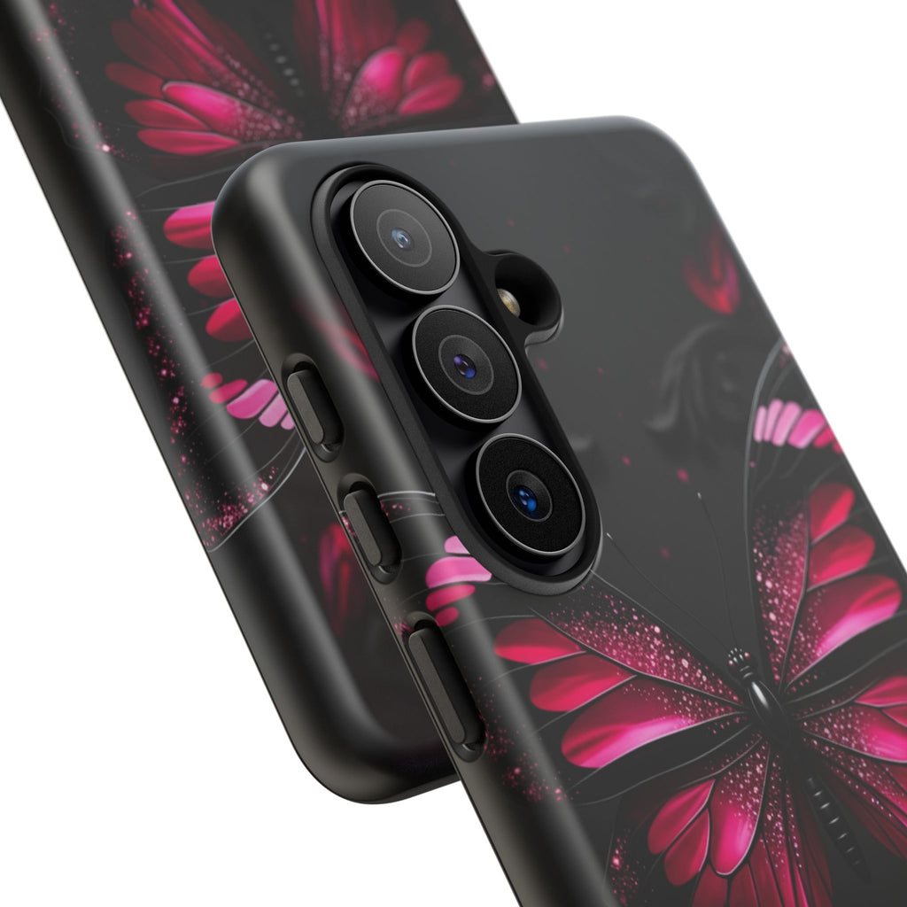 Pink Butterfly Tough Phone Case - Shockproof Protective iPhone Cover