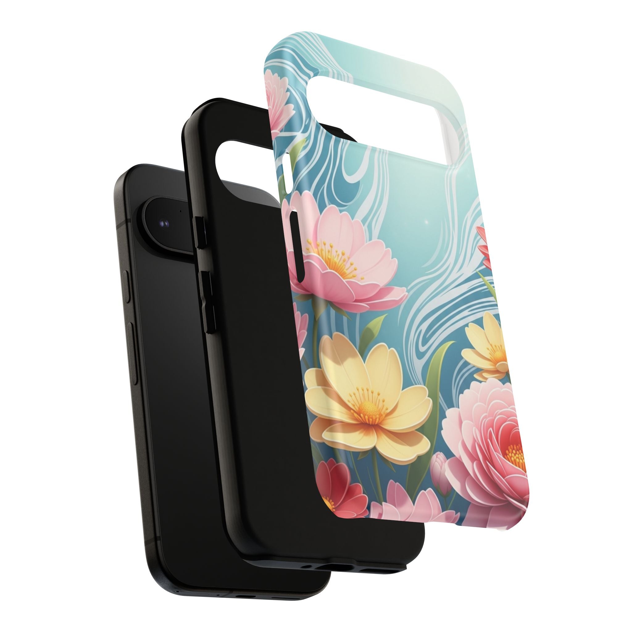 Floral Lotus Tough Phone Case — Watercolor Garden Protective Cover