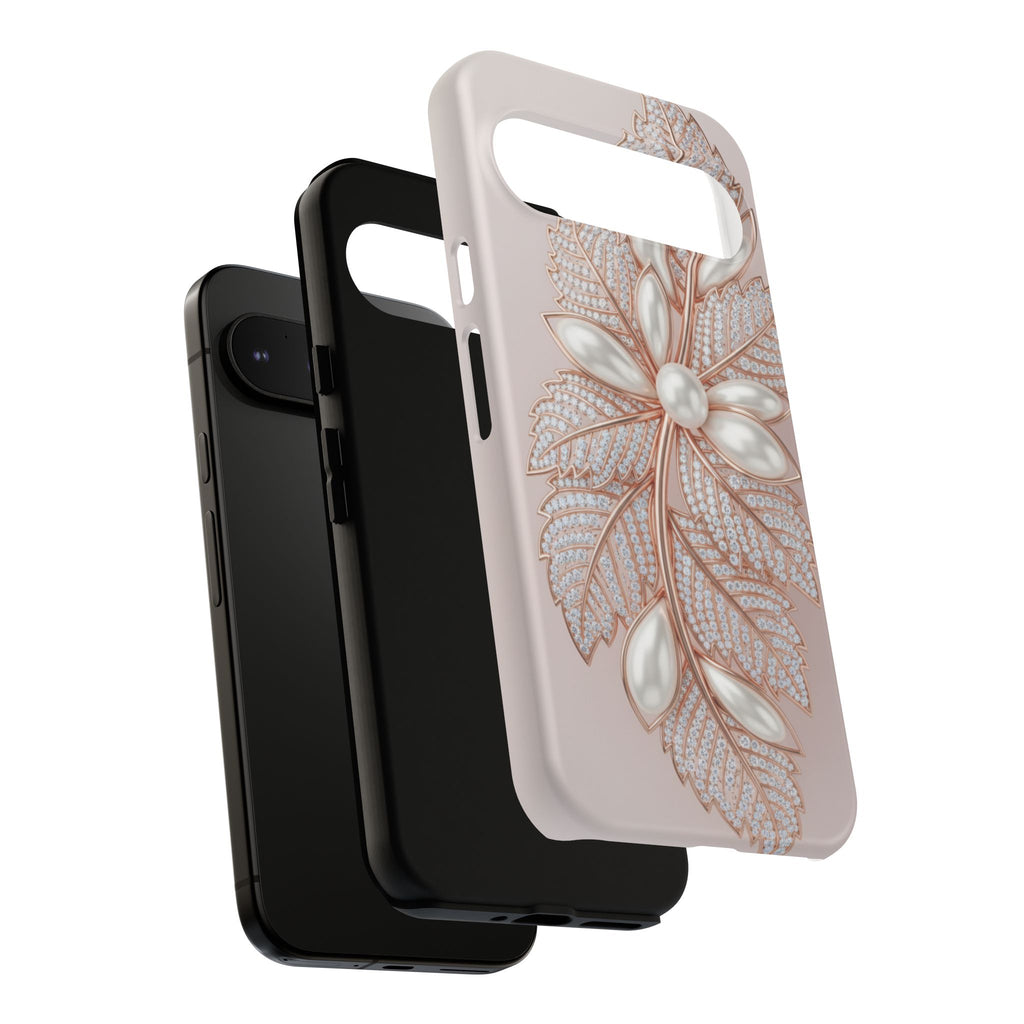 Rose Gold Pearl Leaf Tough Phone Case for Google Phone