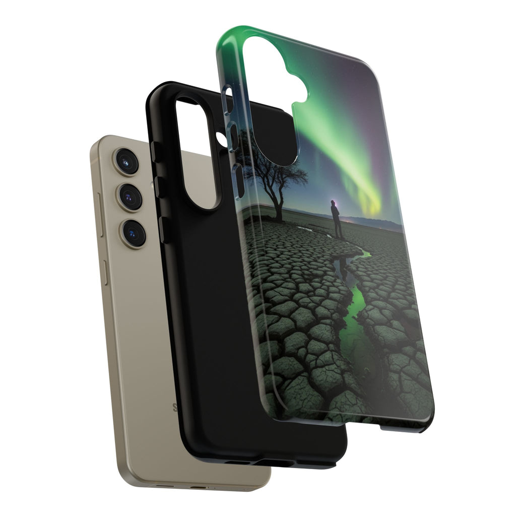 Aurora Night Sky Tough Phone Case — Northern Lights Landscape Protective Cover