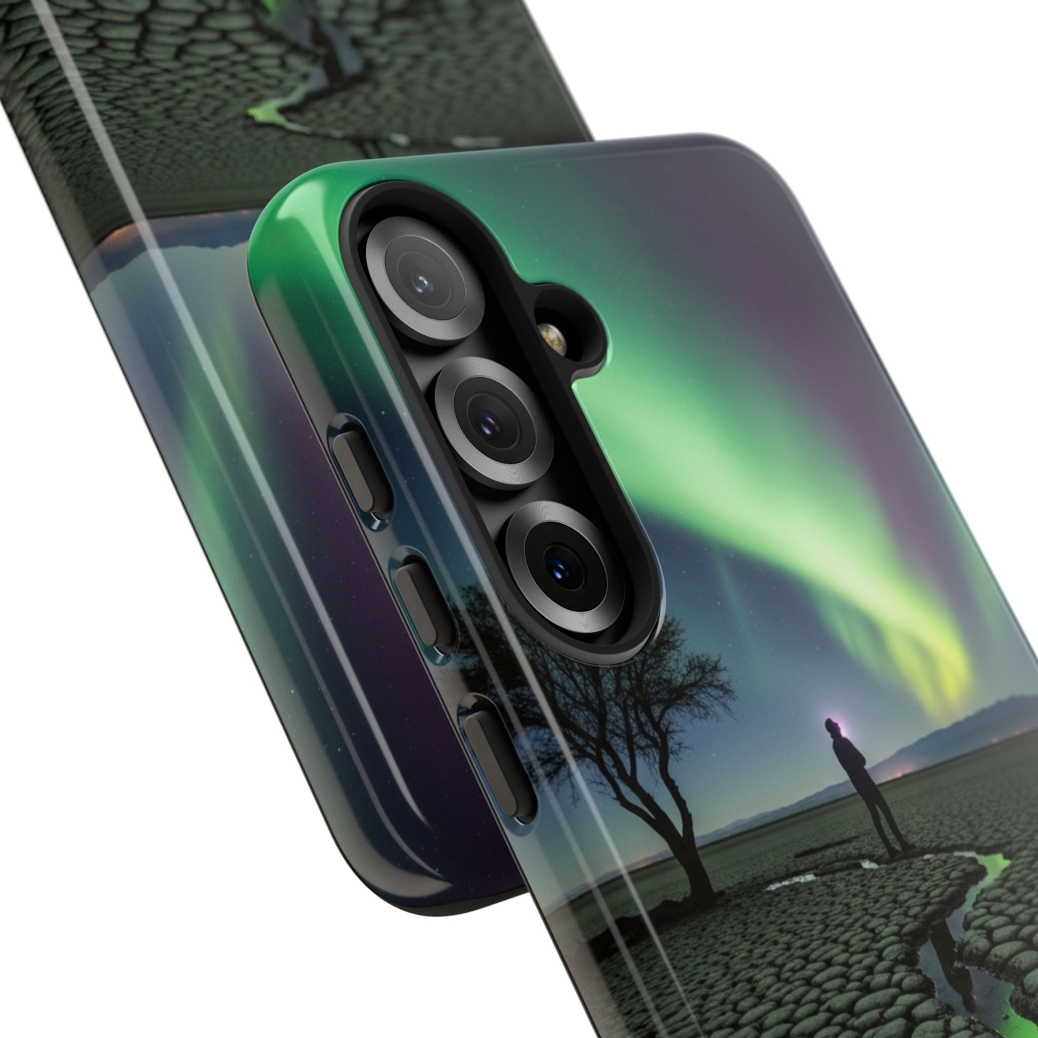 Aurora Night Sky Tough Phone Case — Northern Lights Landscape Protective Cover