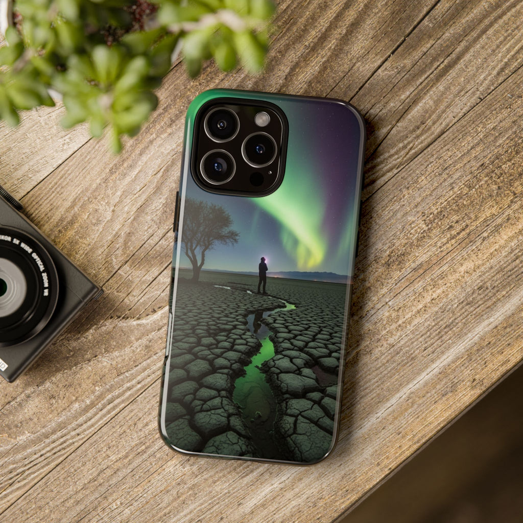 Aurora Night Sky Tough Phone Case — Northern Lights Landscape Protective Cover
