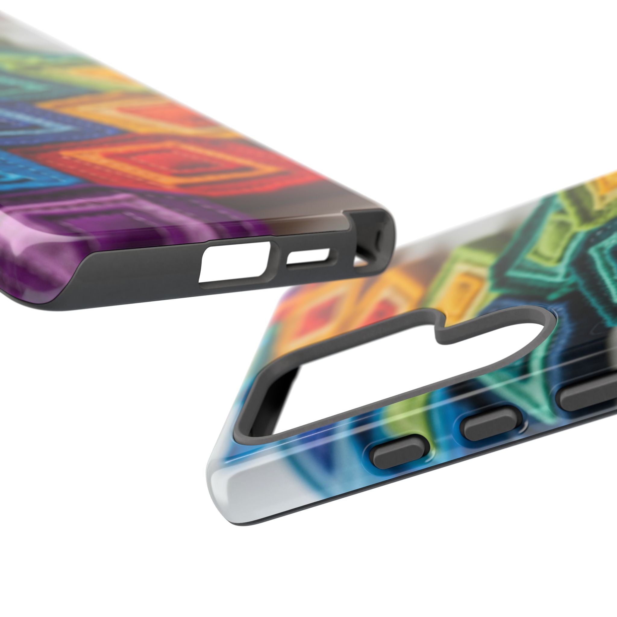 Colorful Geometric Quilt Pattern Phone Case – Bright Rainbow Diamond Tough Case