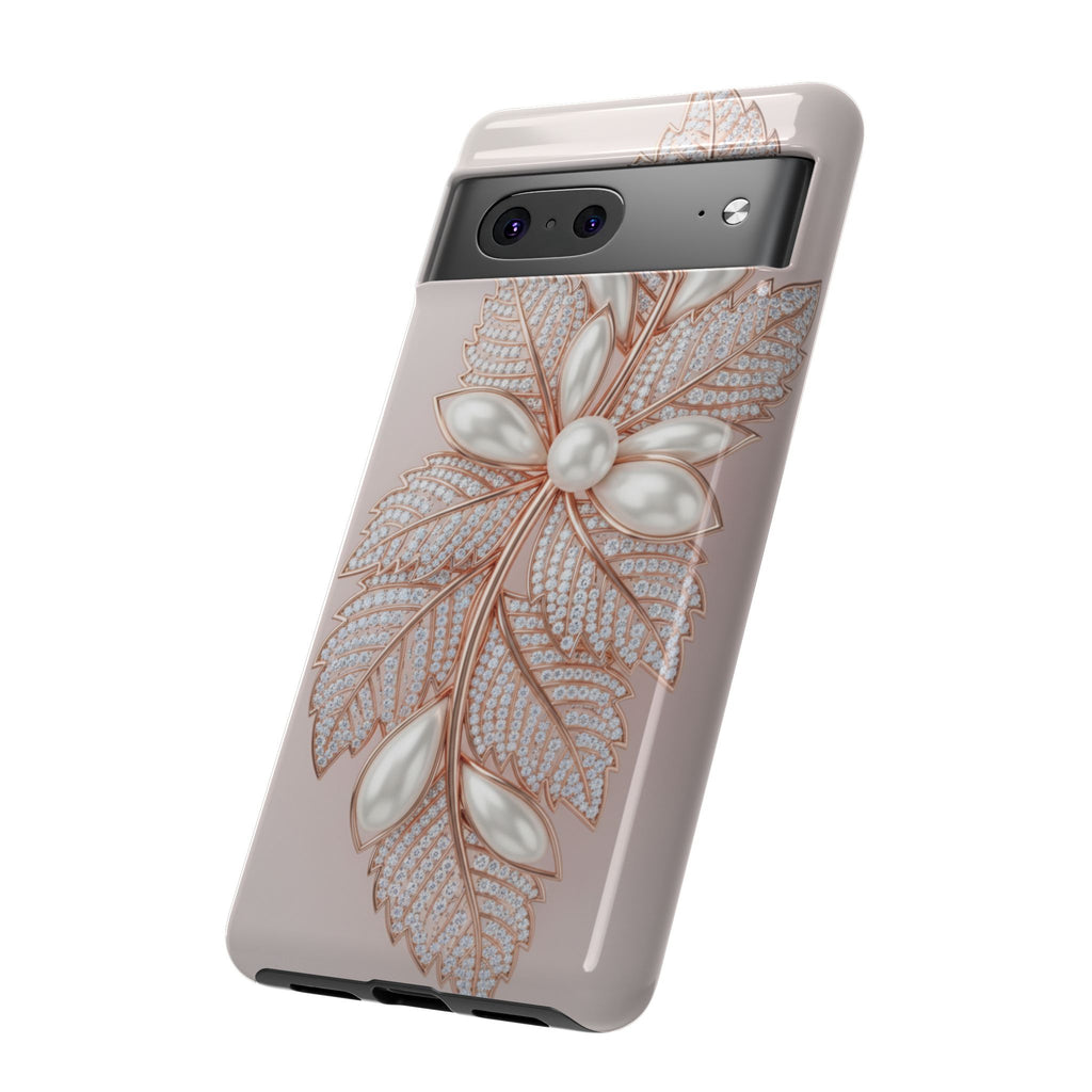 Rose Gold Pearl Leaf Tough Phone Case for Google Phone