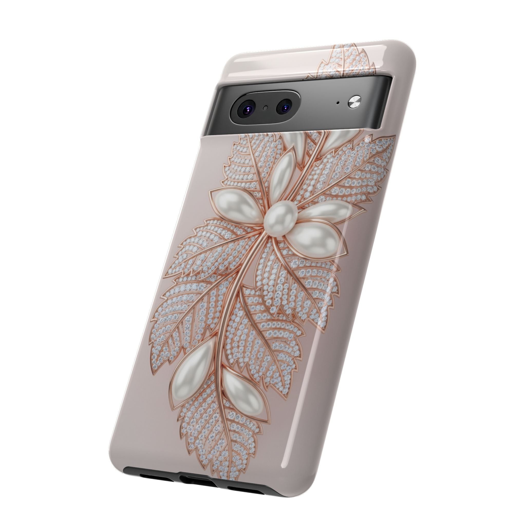 Rose Gold Pearl Leaf Tough Phone Case for Google Phone