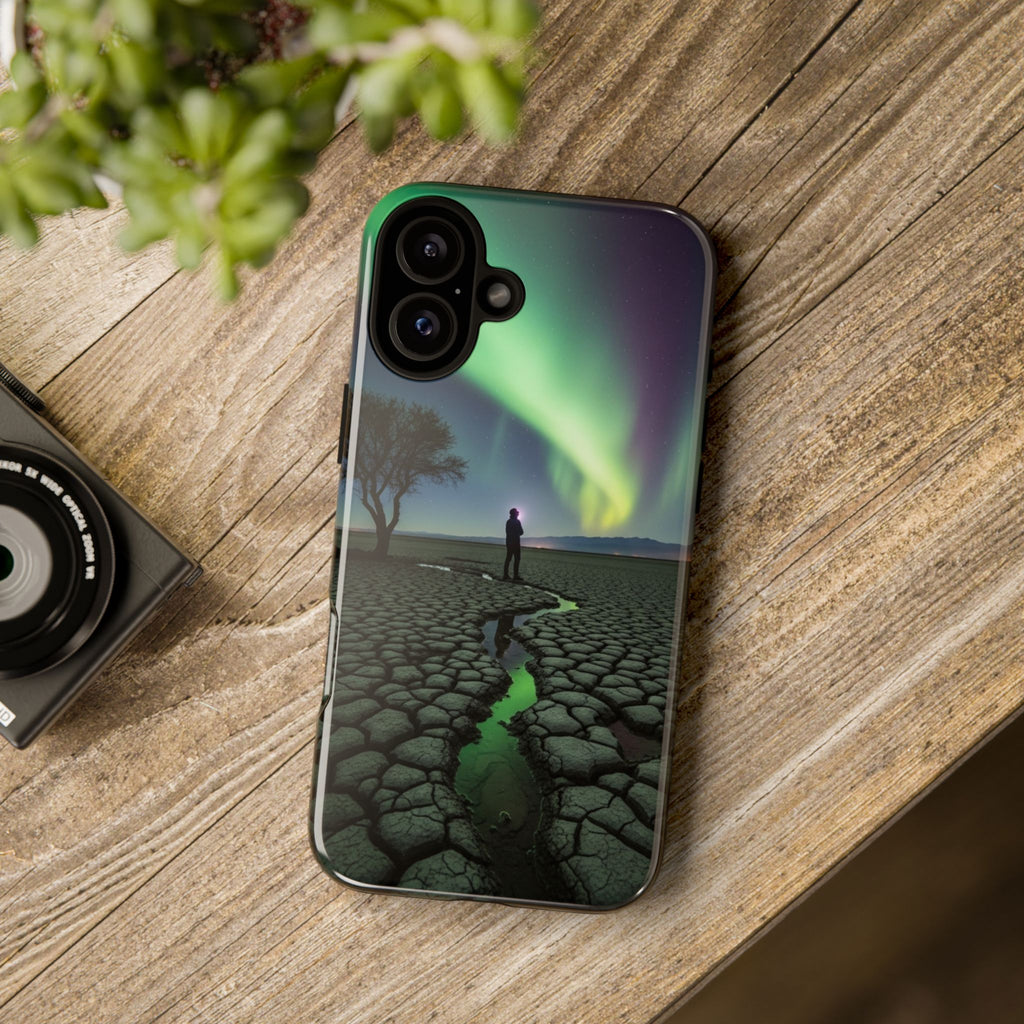 Aurora Night Sky Tough Phone Case — Northern Lights Landscape Protective Cover