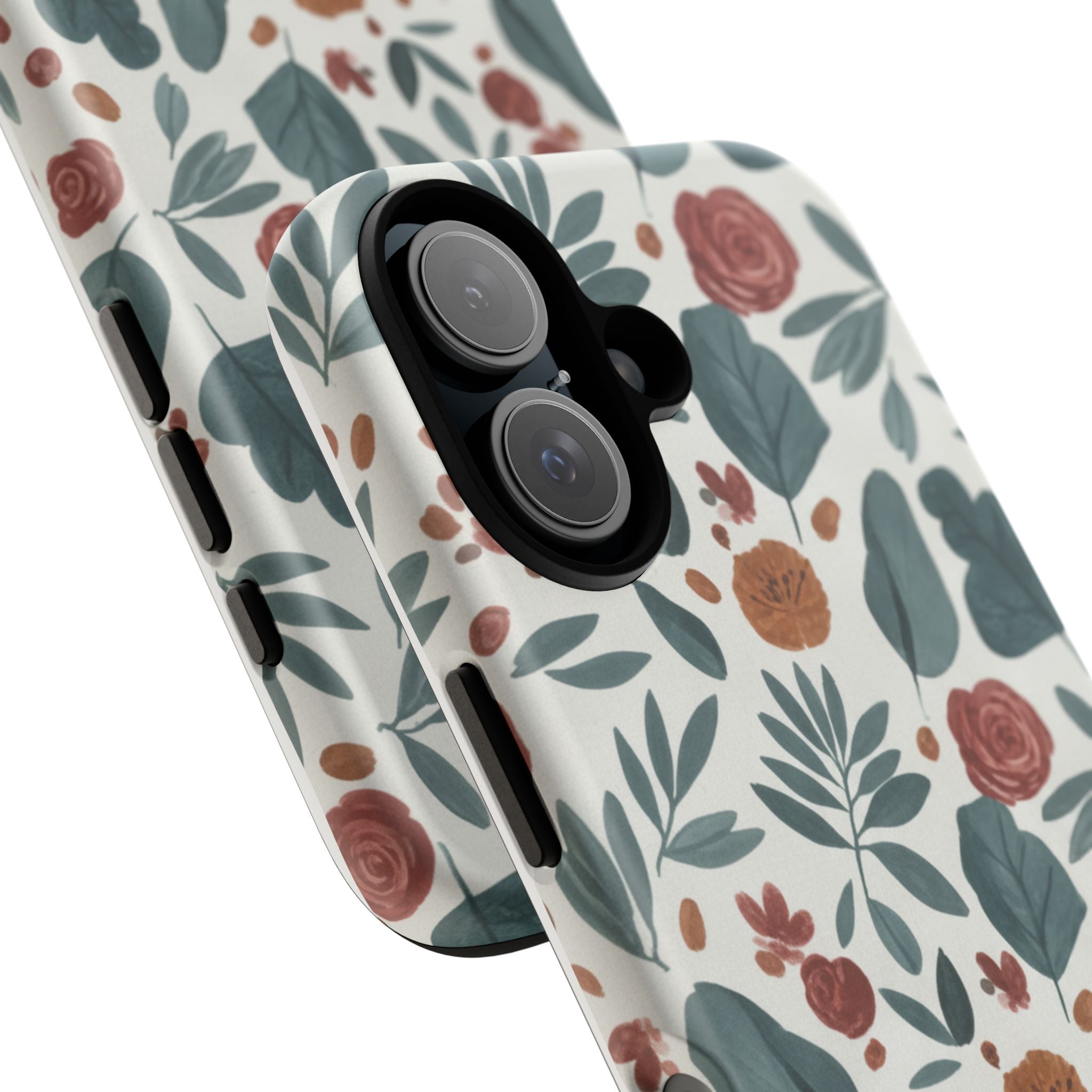 Floral Leaf Pattern Tough Phone Case — Protective Botanical iPhone Cover