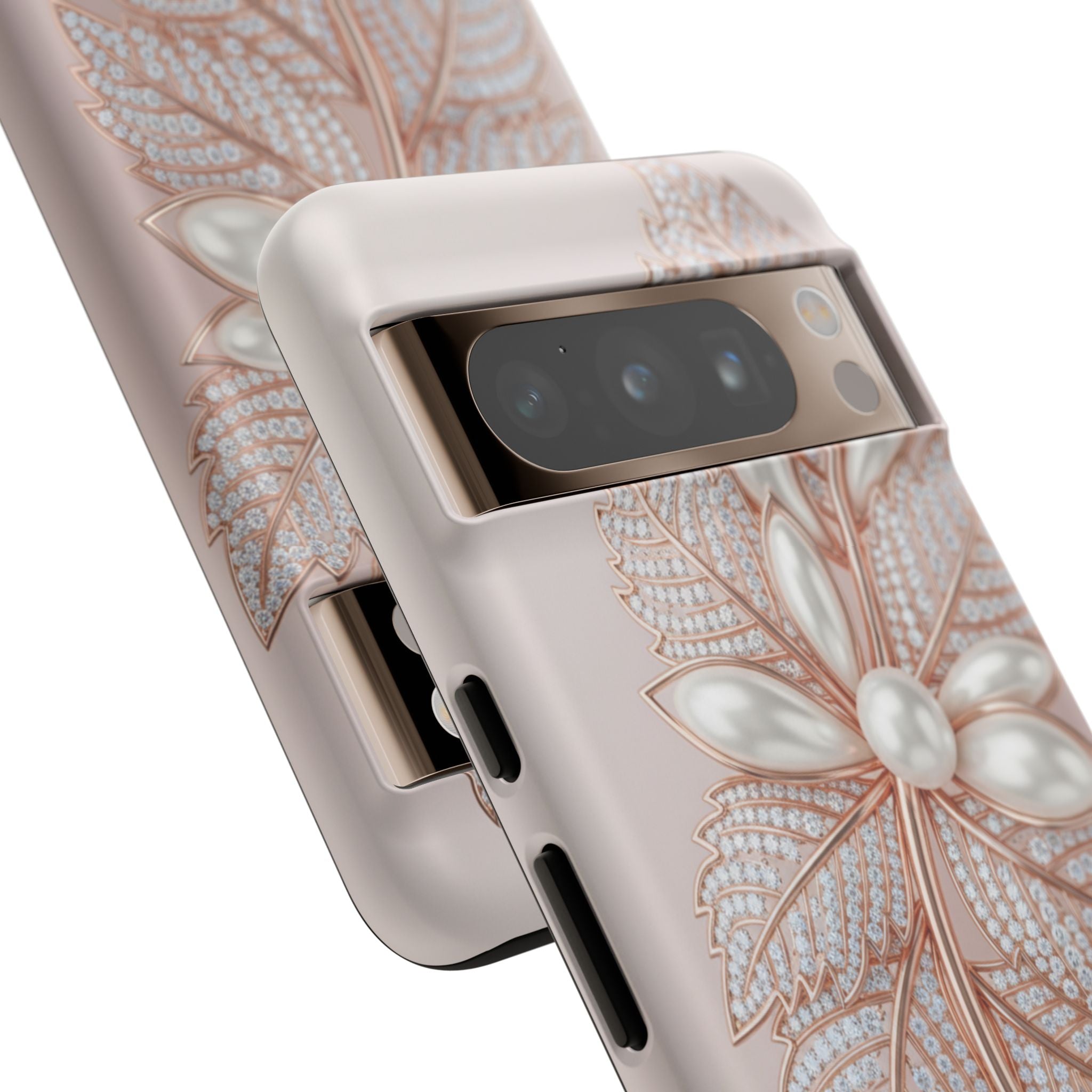 Rose Gold Pearl Leaf Tough Phone Case for Google Phone